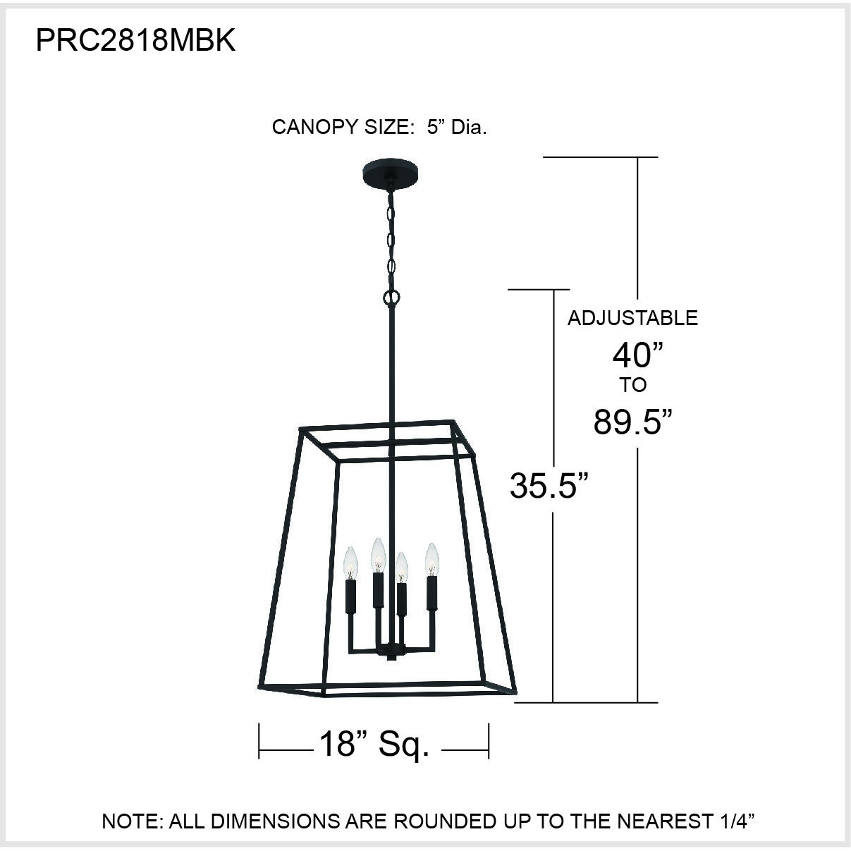 Prescott 4 Light 18 inch Matte Black Pendant Ceiling Light