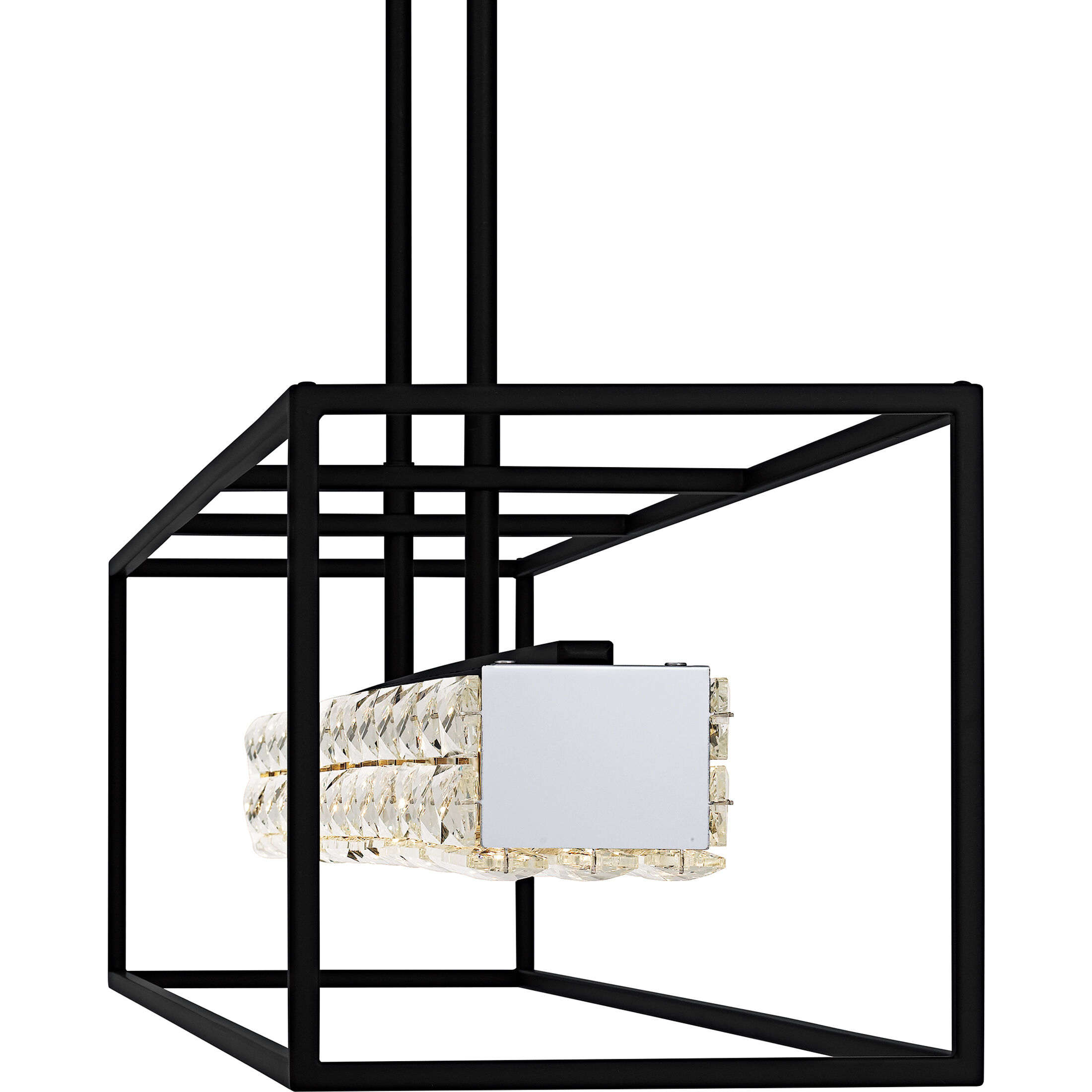 Dazzle LED 48 inch Matte Black Linear Chandelier Ceiling Light, Large