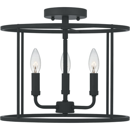 Quoizel Abner 3 Light 14 inch Matte Black Semi-Flush Mount Ceiling Light ABR1714MBK - Open Box