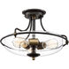 Griffin 3 Light 17 inch Palladian Bronze Semi-Flushmount Ceiling Light