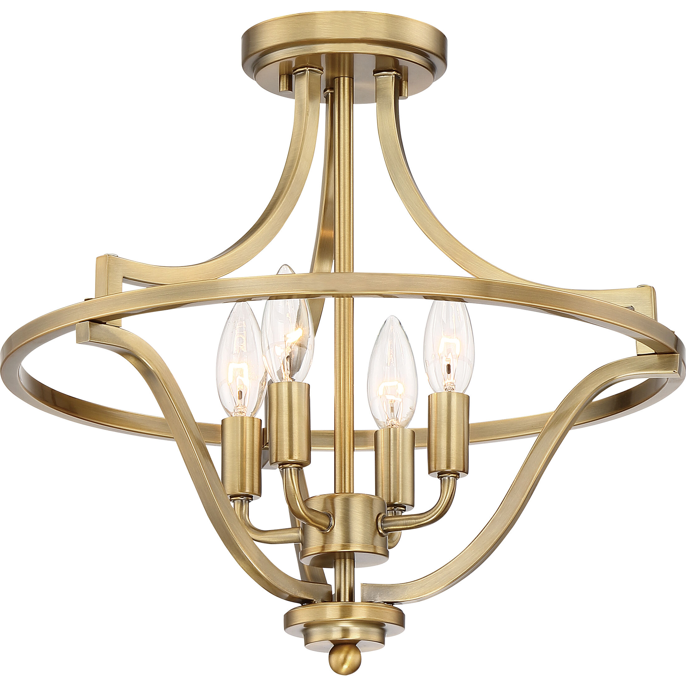 Harvel 4 Light 16 inch Weathered Brass Semi-Flush Mount Ceiling Light