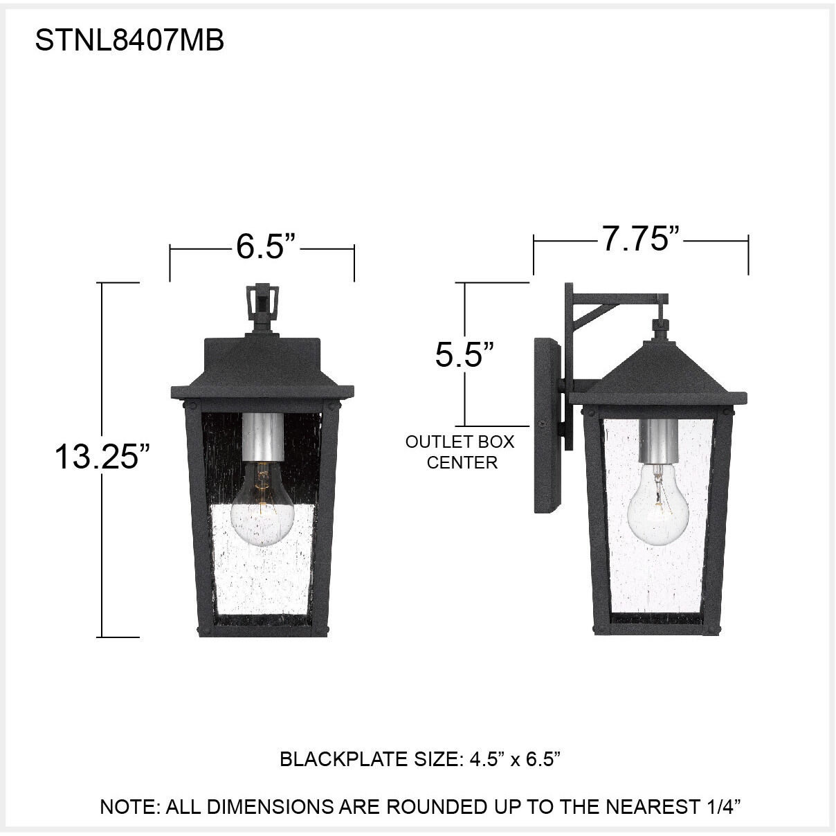 Quoizel STNL8407MB Stoneleigh 1 Light 13 inch Mottled Black