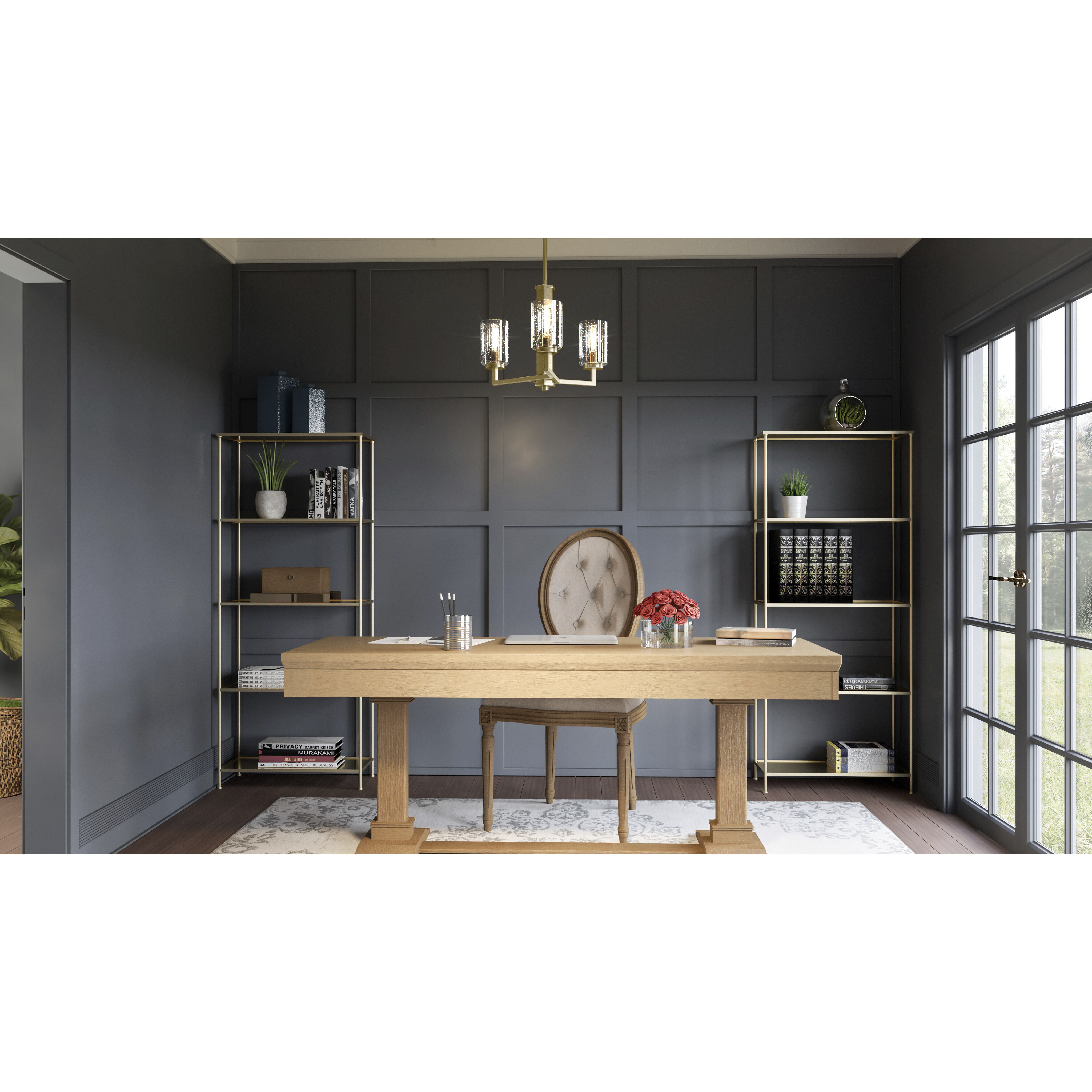 Sunburst 3 Light 15 inch Weathered Brass Pendant Ceiling Light