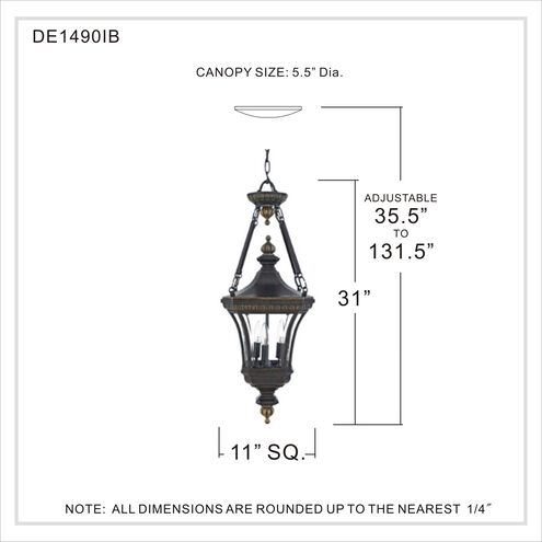Devon 3 Light 11 inch Imperial Bronze Outdoor Hanging Lantern