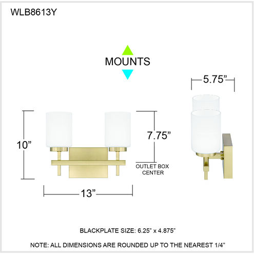 Wilburn LED 13 inch Satin Brass Bath Light Wall Light