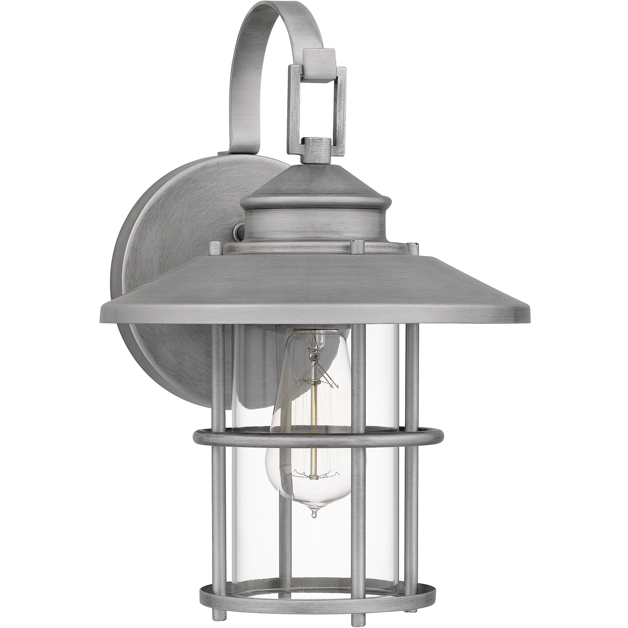Lombard 1 Light 14 inch Antique Brushed Aluminum Outdoor Wall Lantern