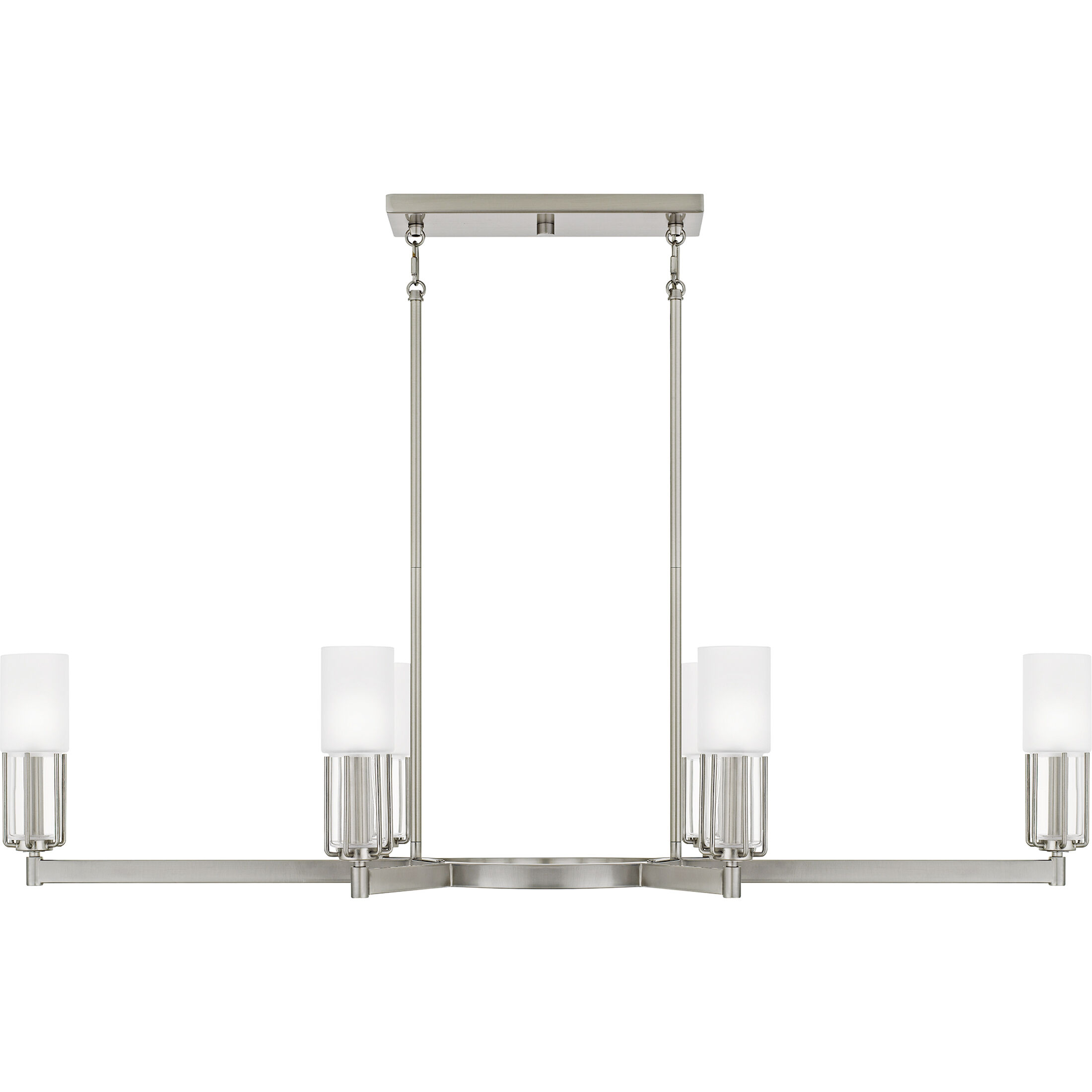 Cruz 6 Light 48 inch Brushed Nickel Linear Chandelier Ceiling Light, Large