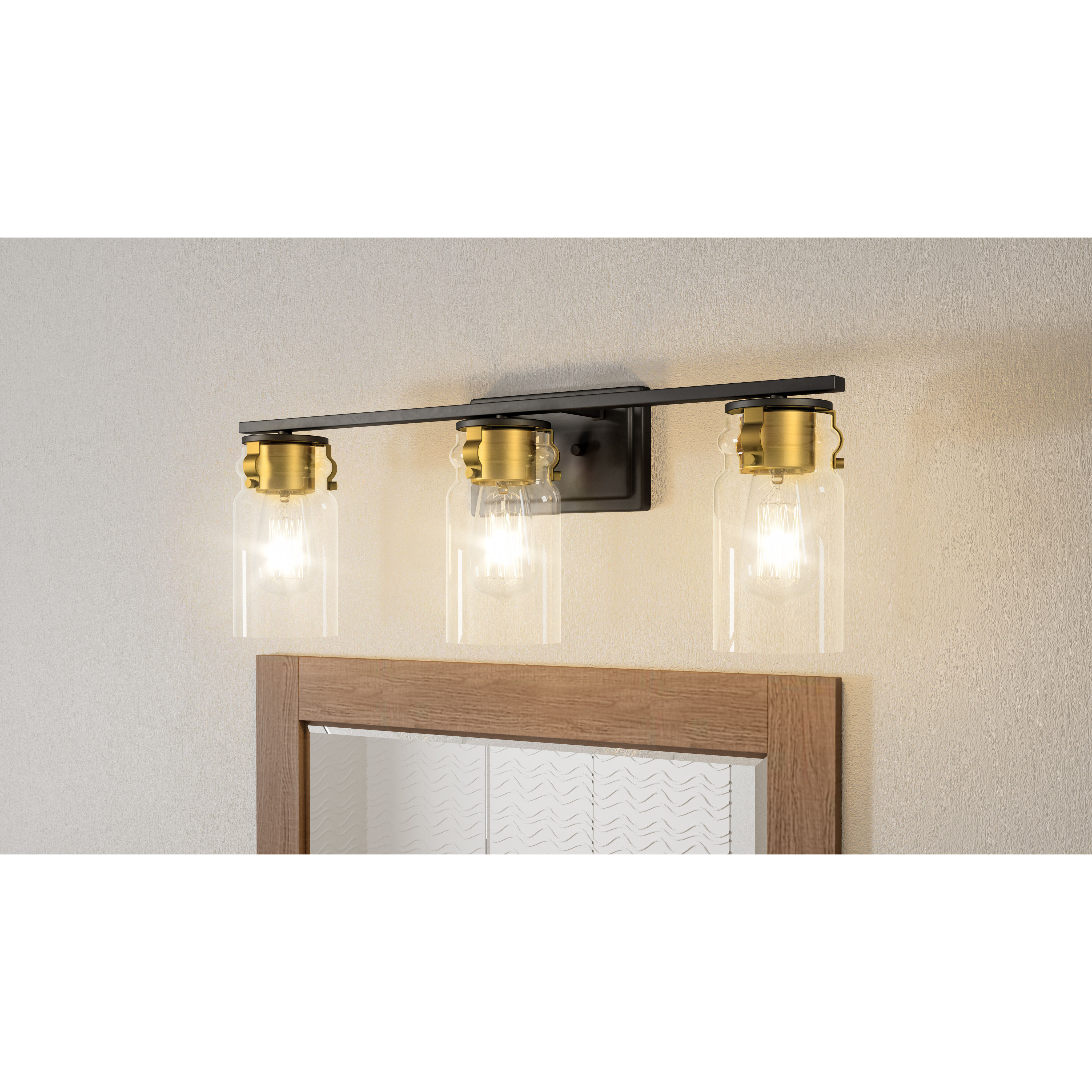 Keesey 3 Light 24 inch Matte Black Bath Light Wall Light