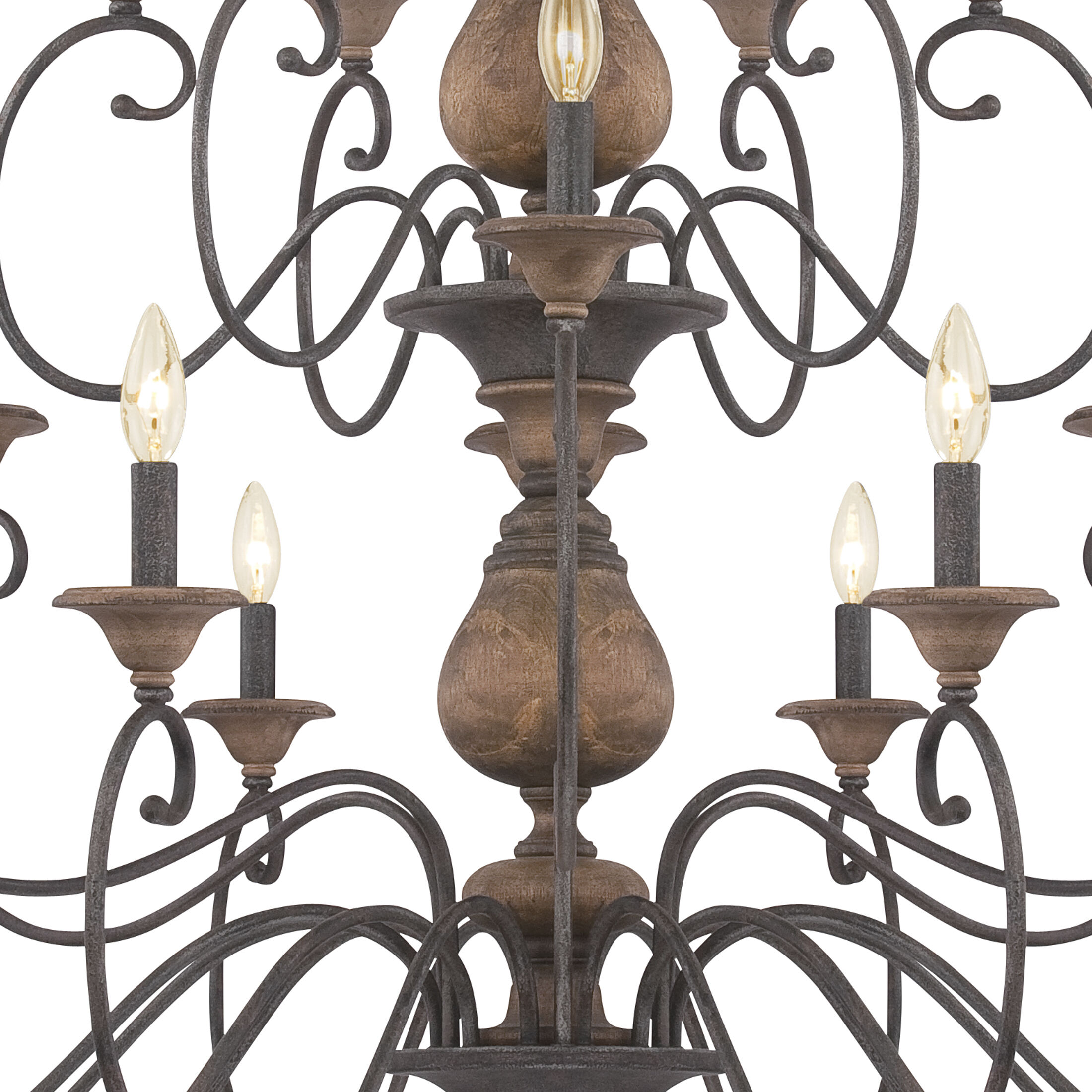 Auburn 24 Light 48 inch Rustic Black Foyer Chandelier Ceiling Light