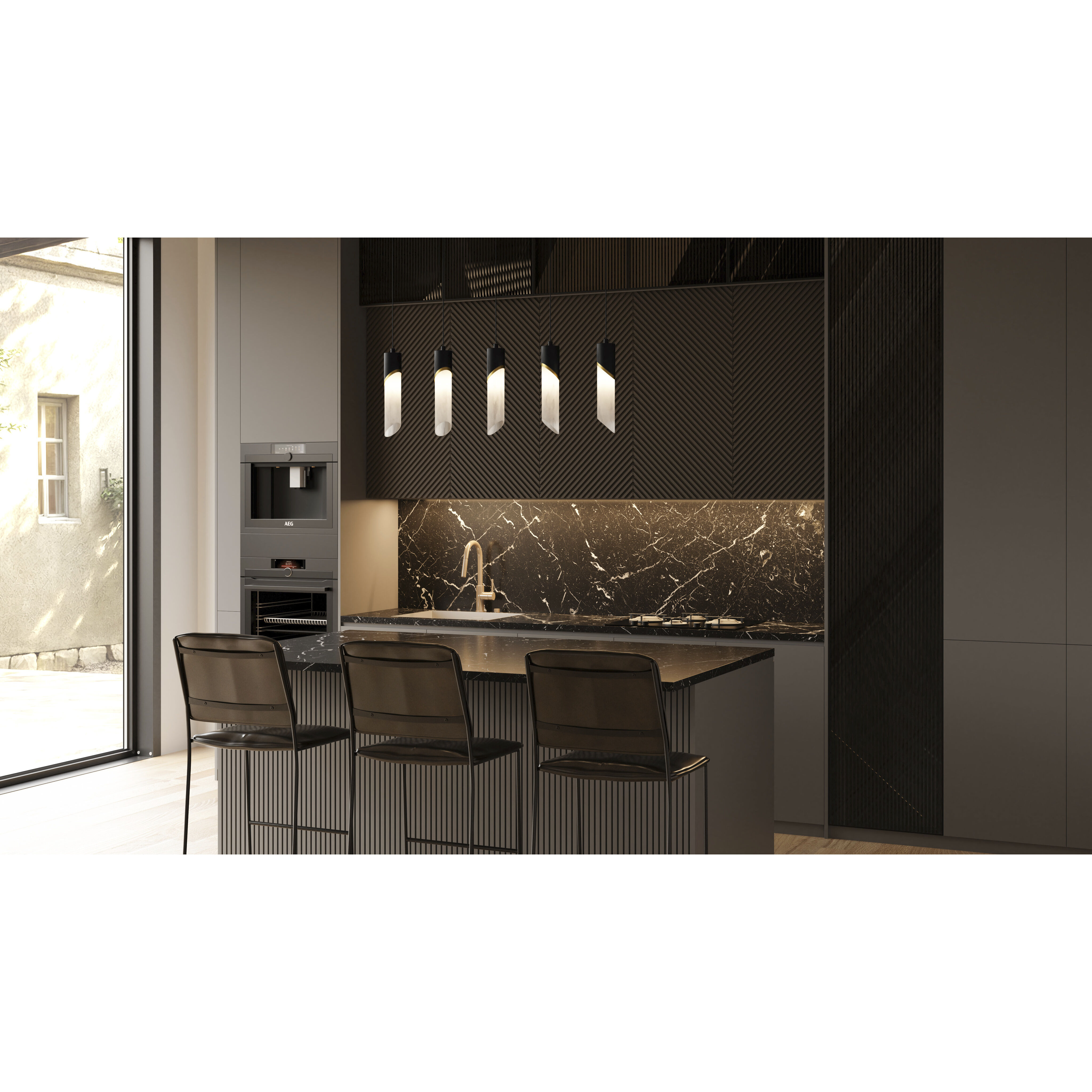 Alys LED 40 inch Matte Black Linear Chandelier Ceiling Light, Medium