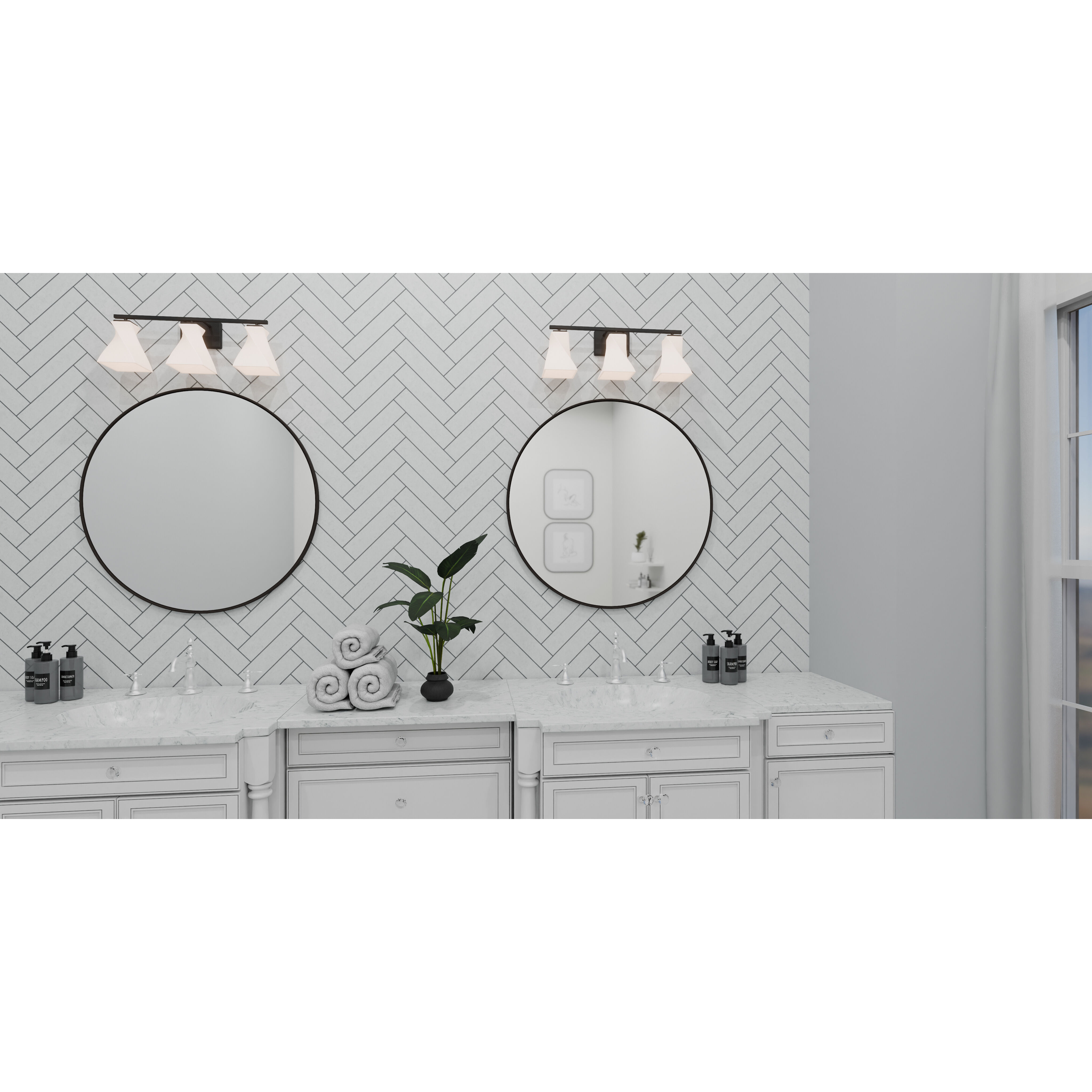 Stetson 3 Light 24.5 inch Matte Black Bath Light Wall Light, Large