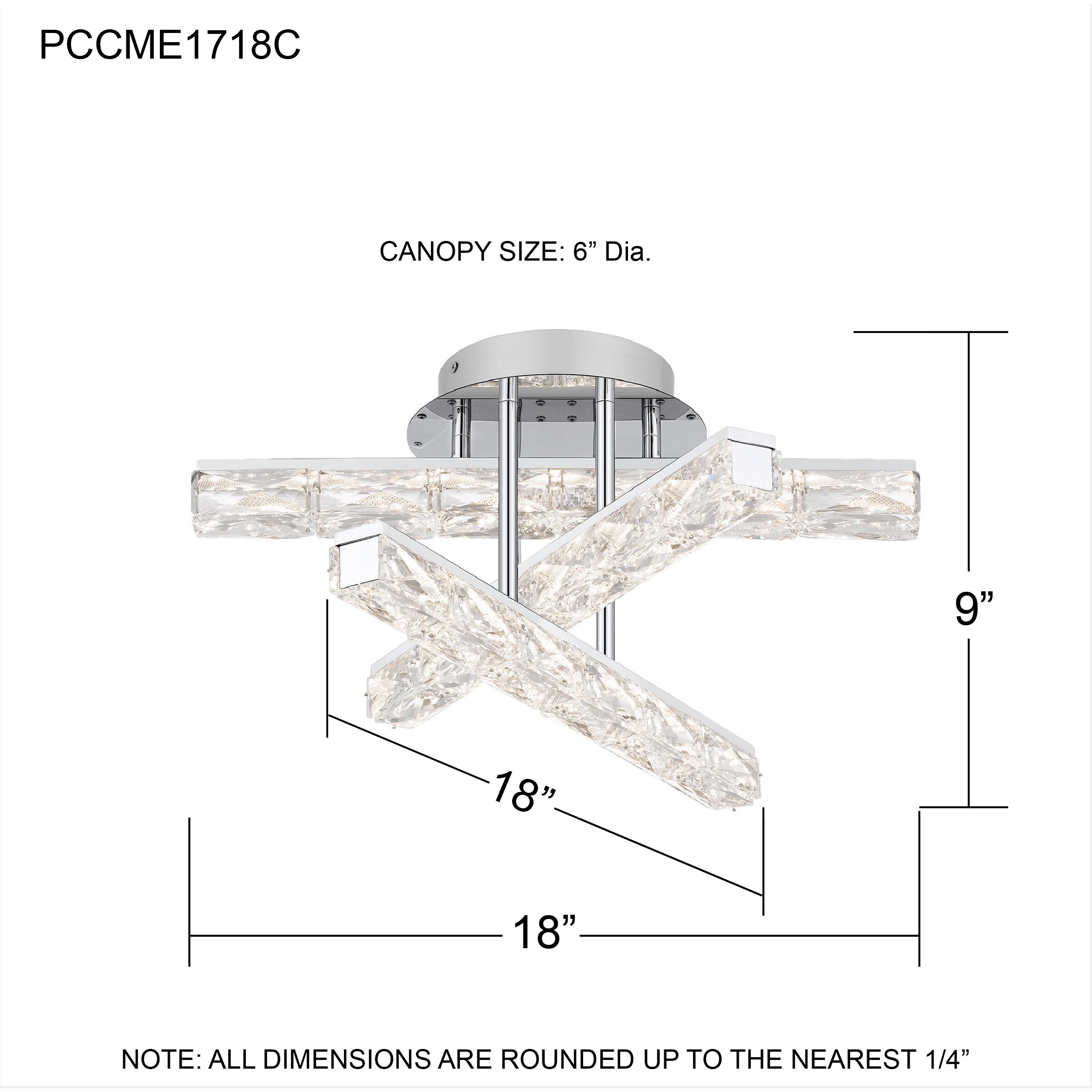 Comet 18 inch Polished Chrome Semi-Flush Mount Ceiling Light