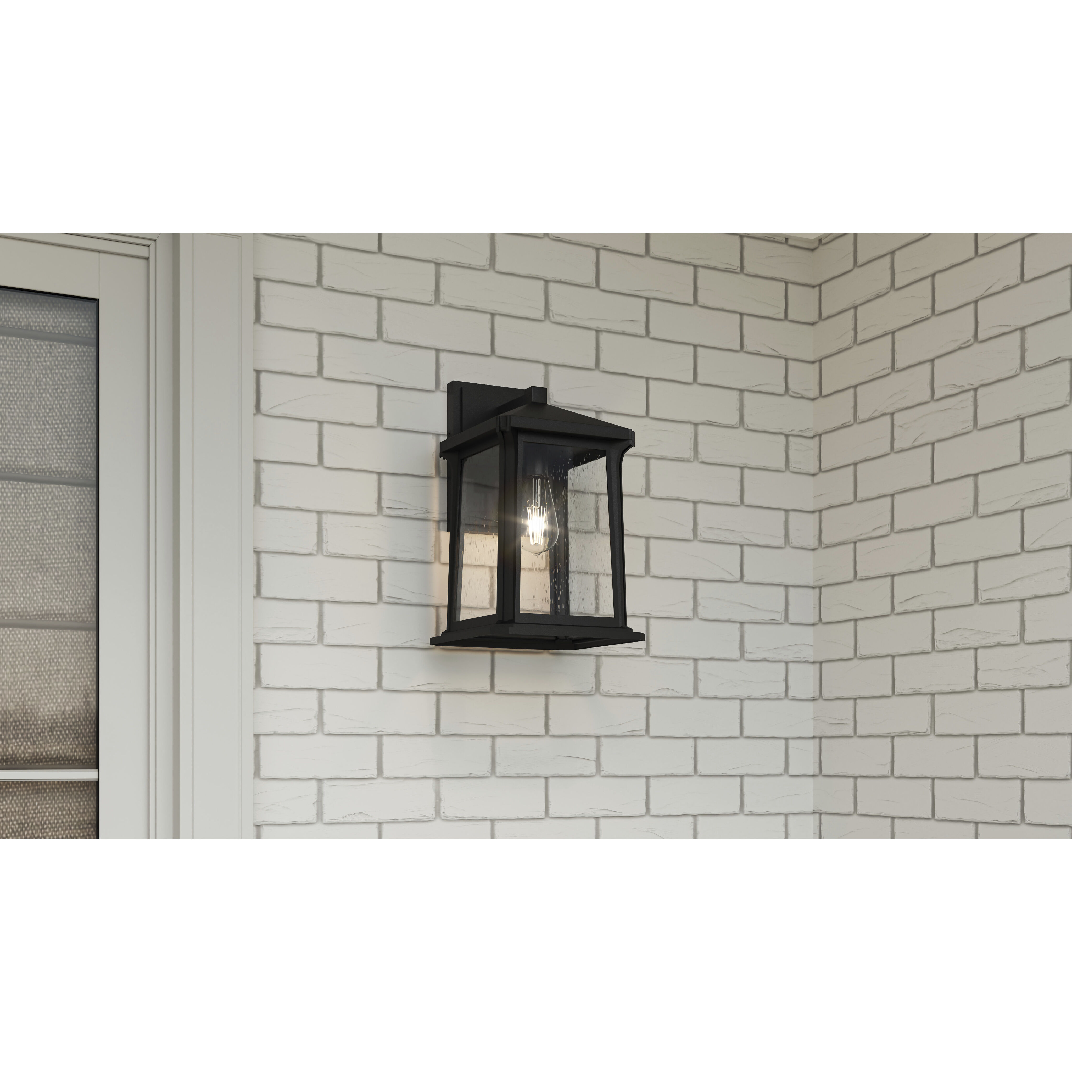 Satterfield 1 Light 14 inch Matte Black Outdoor Wall Lantern