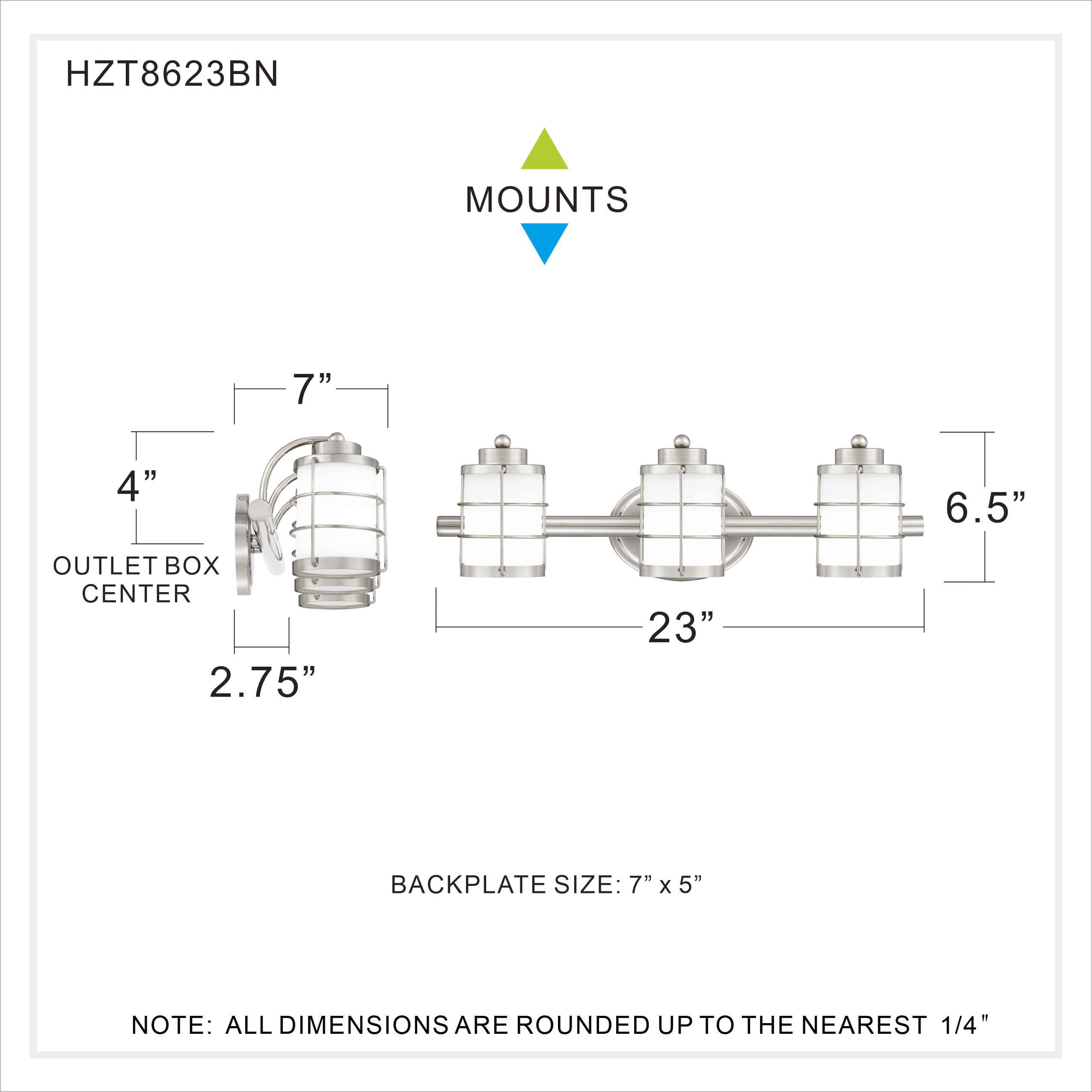 Hazlett 3 Light 23 inch Brushed Nickel Bath Light Wall Light
