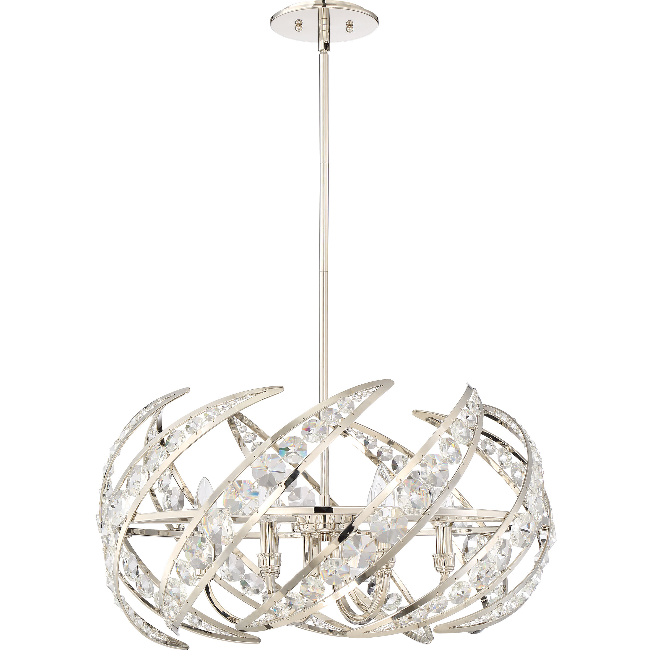 Crescent 6 Light 25 inch Polished Nickel Pendant Ceiling Light