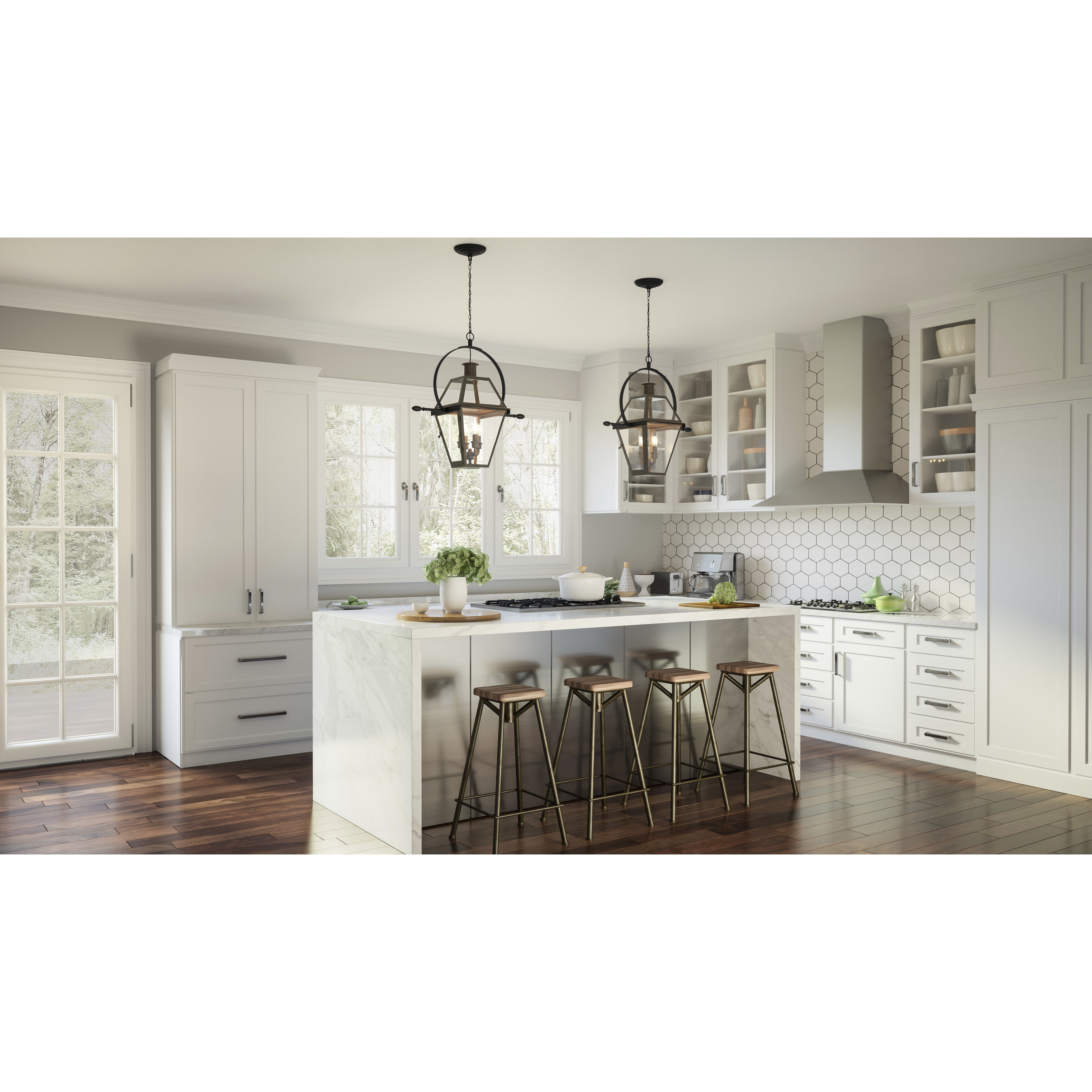 Rue De Royal 4 Light 27.5 inch Industrial Bronze Pendant Ceiling Light