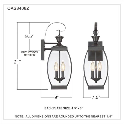 Oasis 2 Light 21 inch Medici Bronze Outdoor Wall Lantern