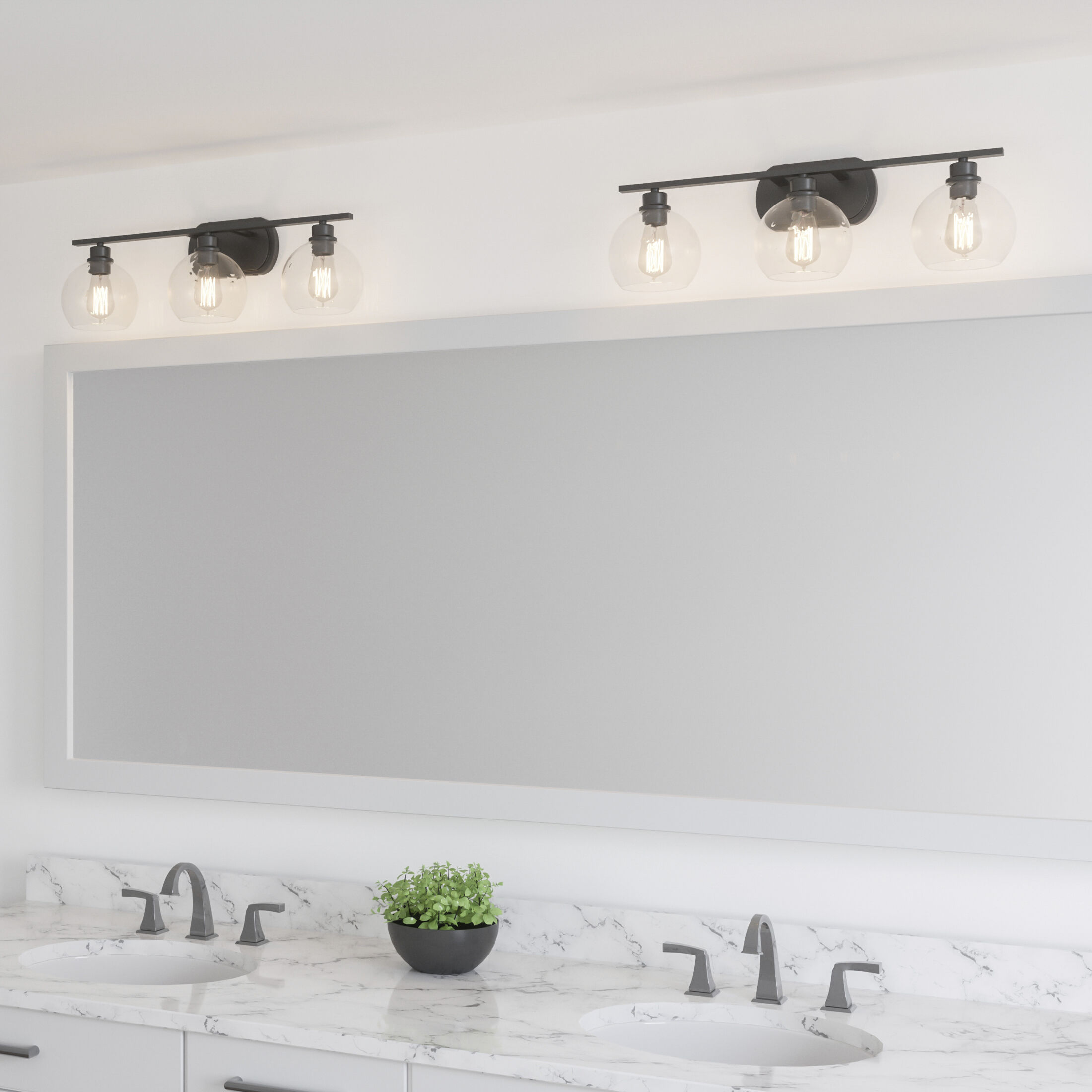 Pruitt 3 Light 26.25 inch Matte Black Bath Light Wall Light