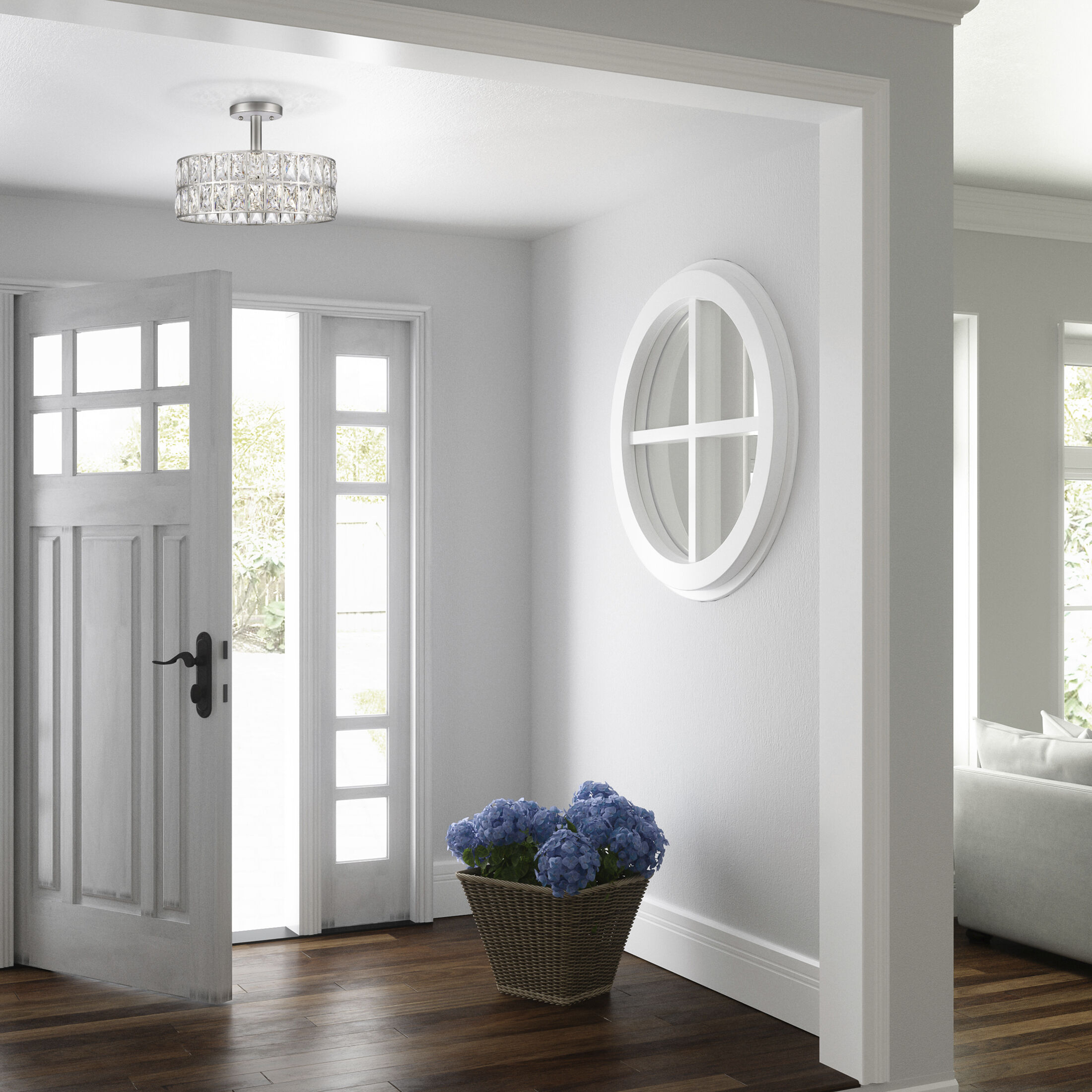 Coffman 3 Light 14 inch Polished Nickel Semi-Flush Mount Ceiling Light