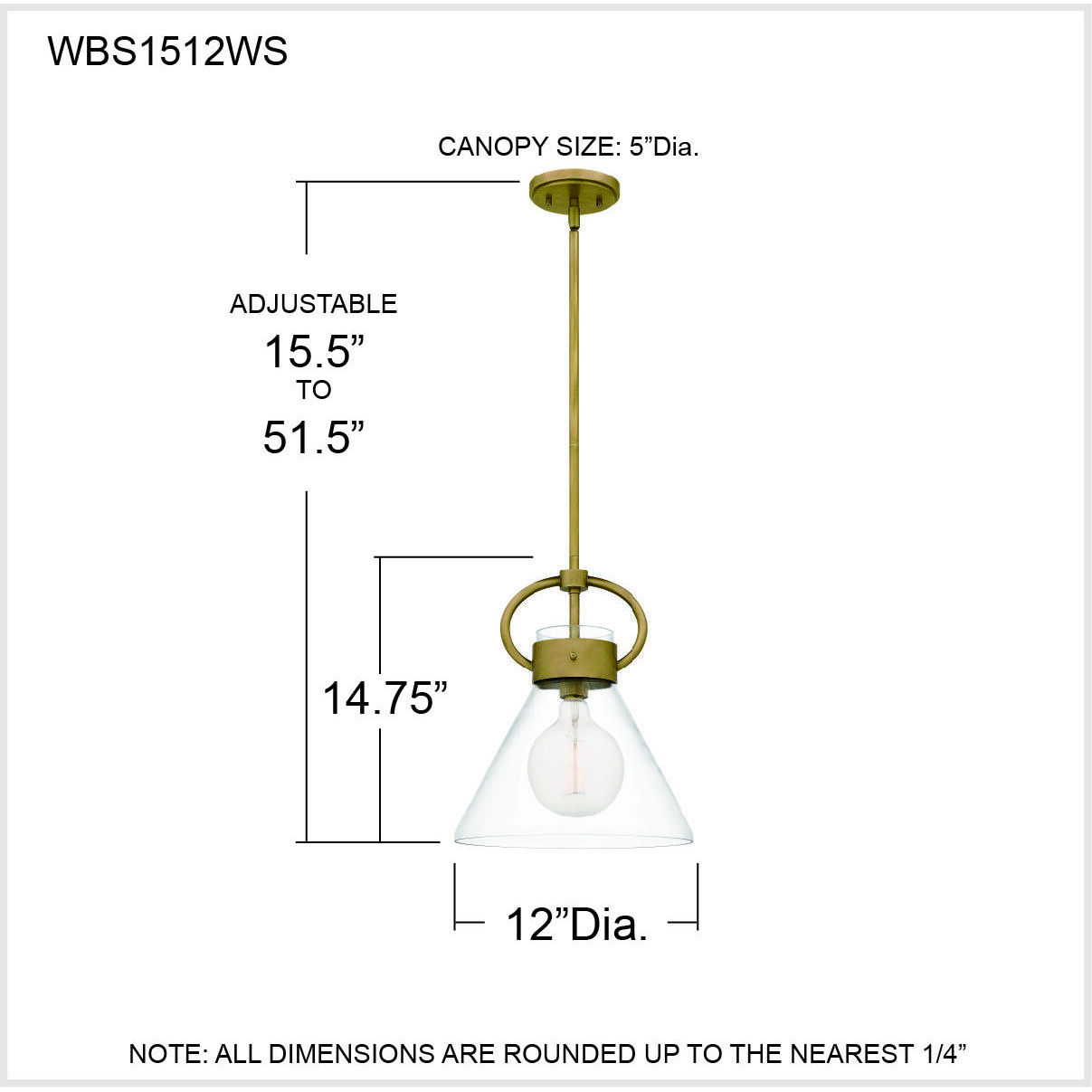 Webster 1 Light 12 inch Weathered Brass Mini Pendant Ceiling Light, Small