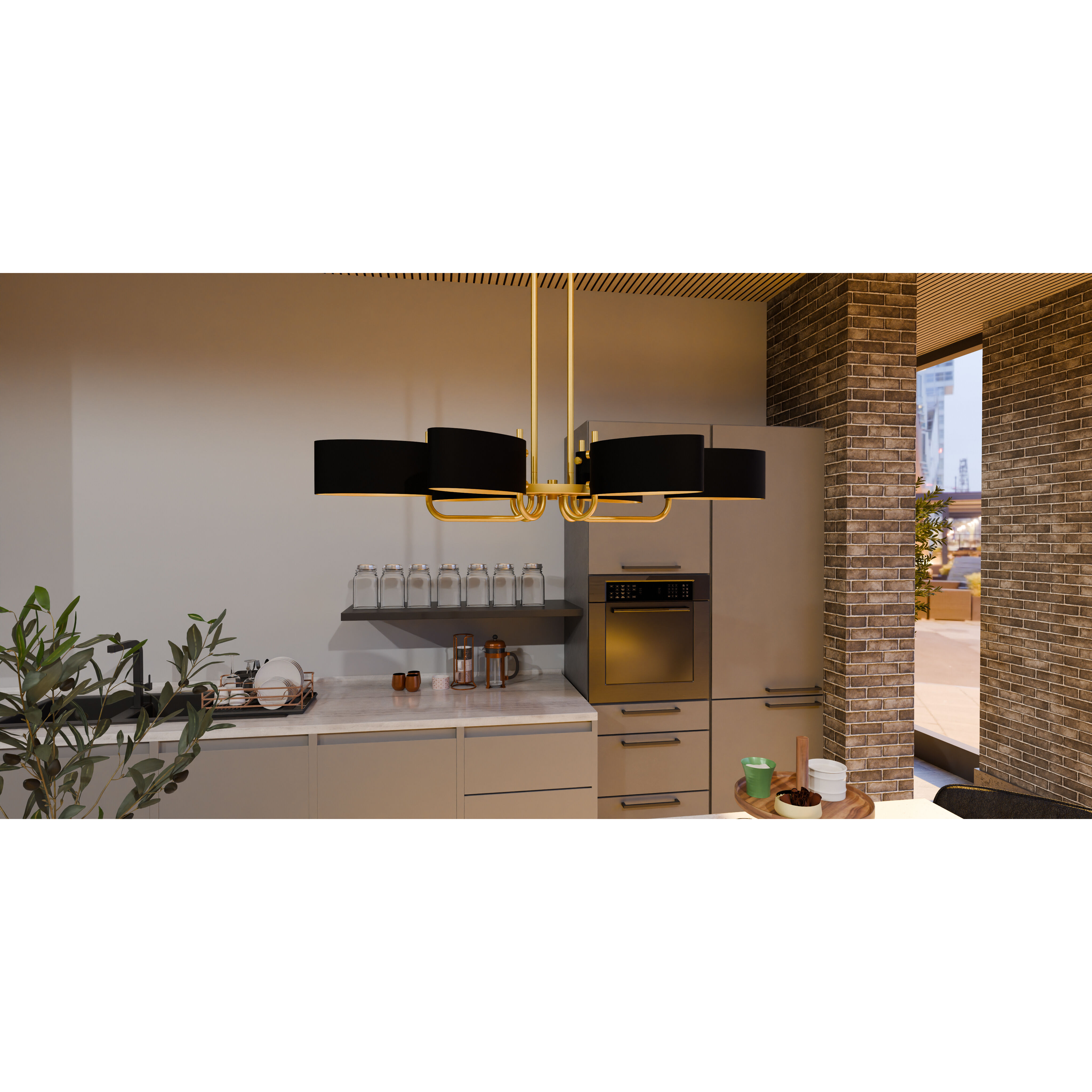 Madden 6 Light 41.5 inch Aged Brass Island Light Ceiling Light