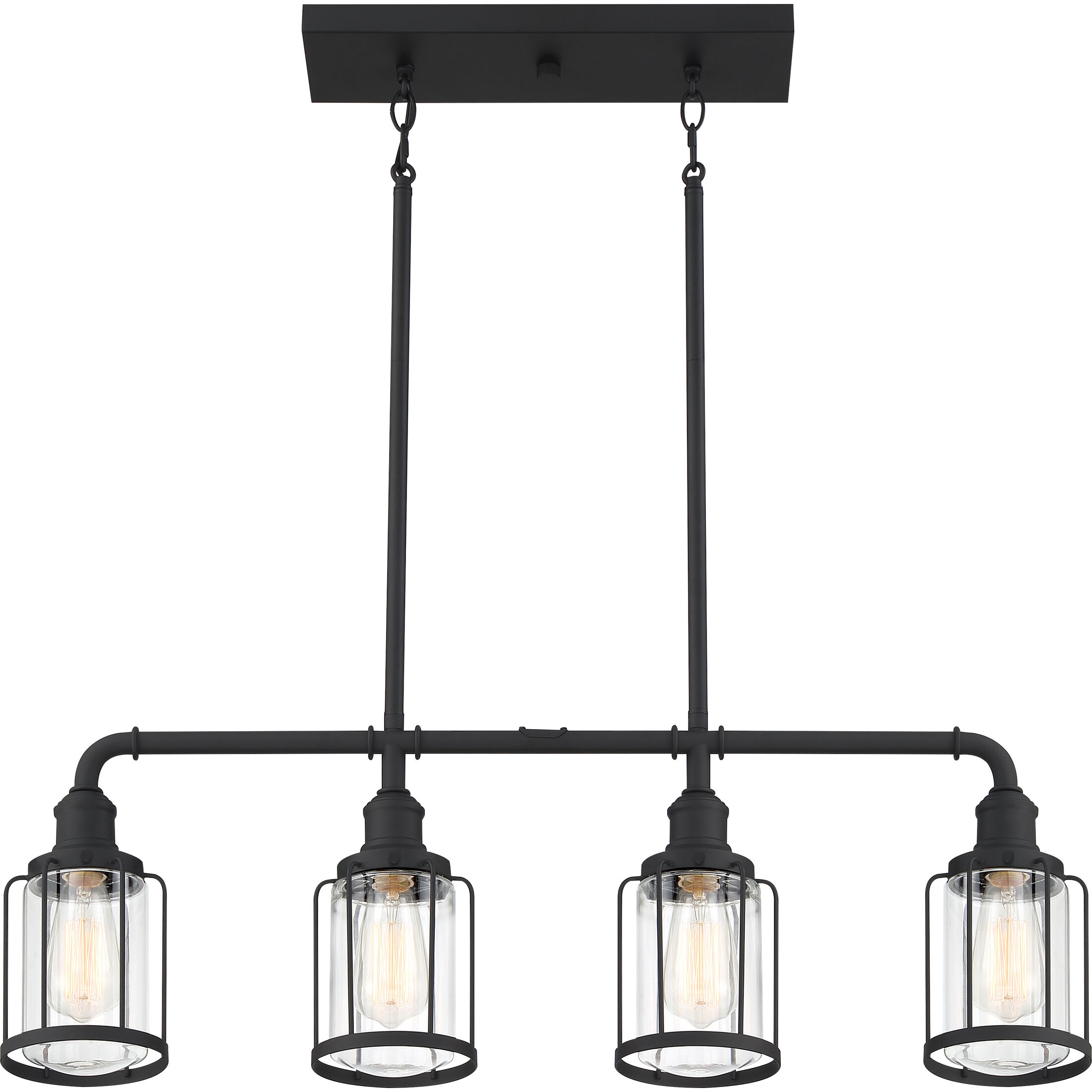 Ludlow 4 Light 34 inch Earth Black Linear Chandelier Ceiling Light