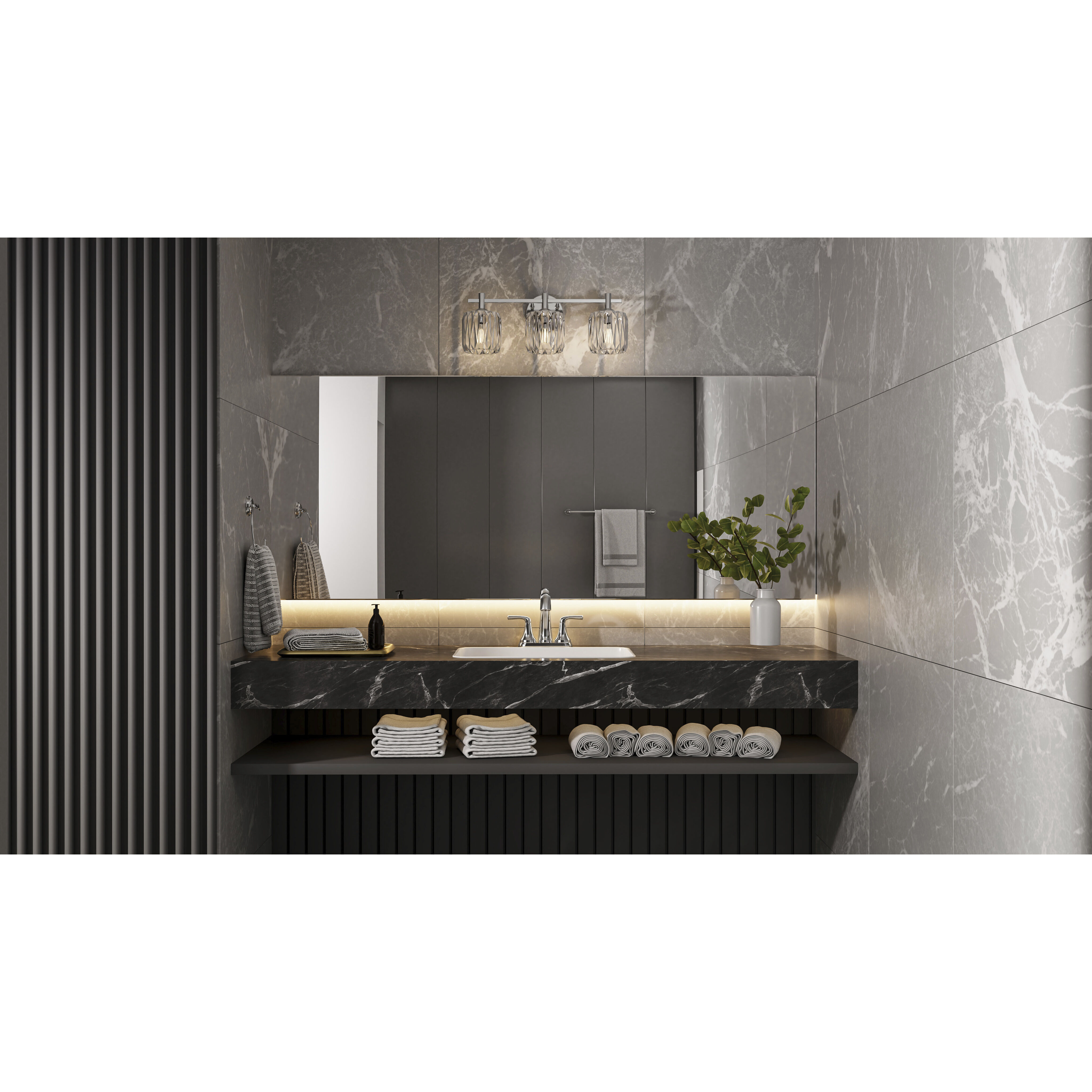 Spade LED 21.5 inch Polished Chrome Bath Light Wall Light, Large