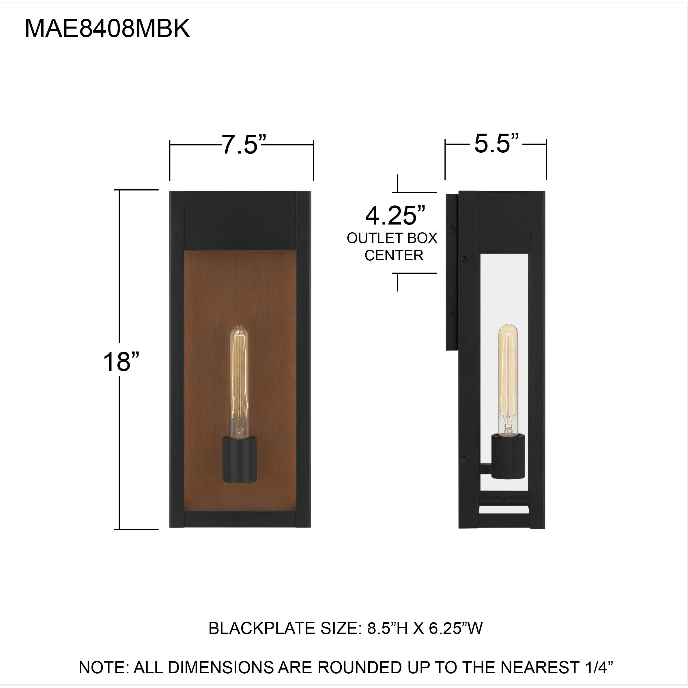 Quoizel MAE8408MBK Maren 1 Light 18 inch Matte Black Outdoor Wall 