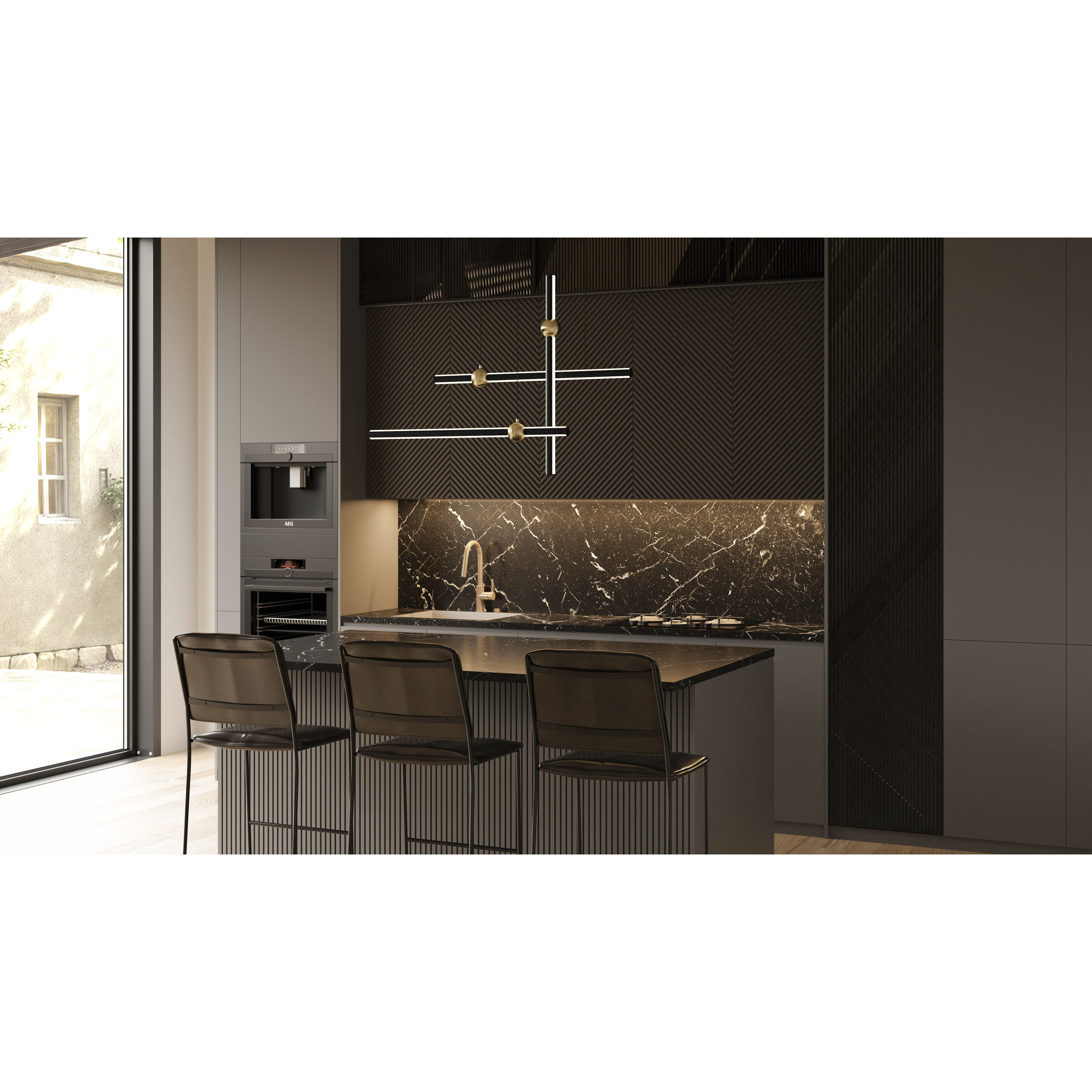 Harvick LED 44.25 inch Matte Black Linear Chandelier Ceiling Light, Medium