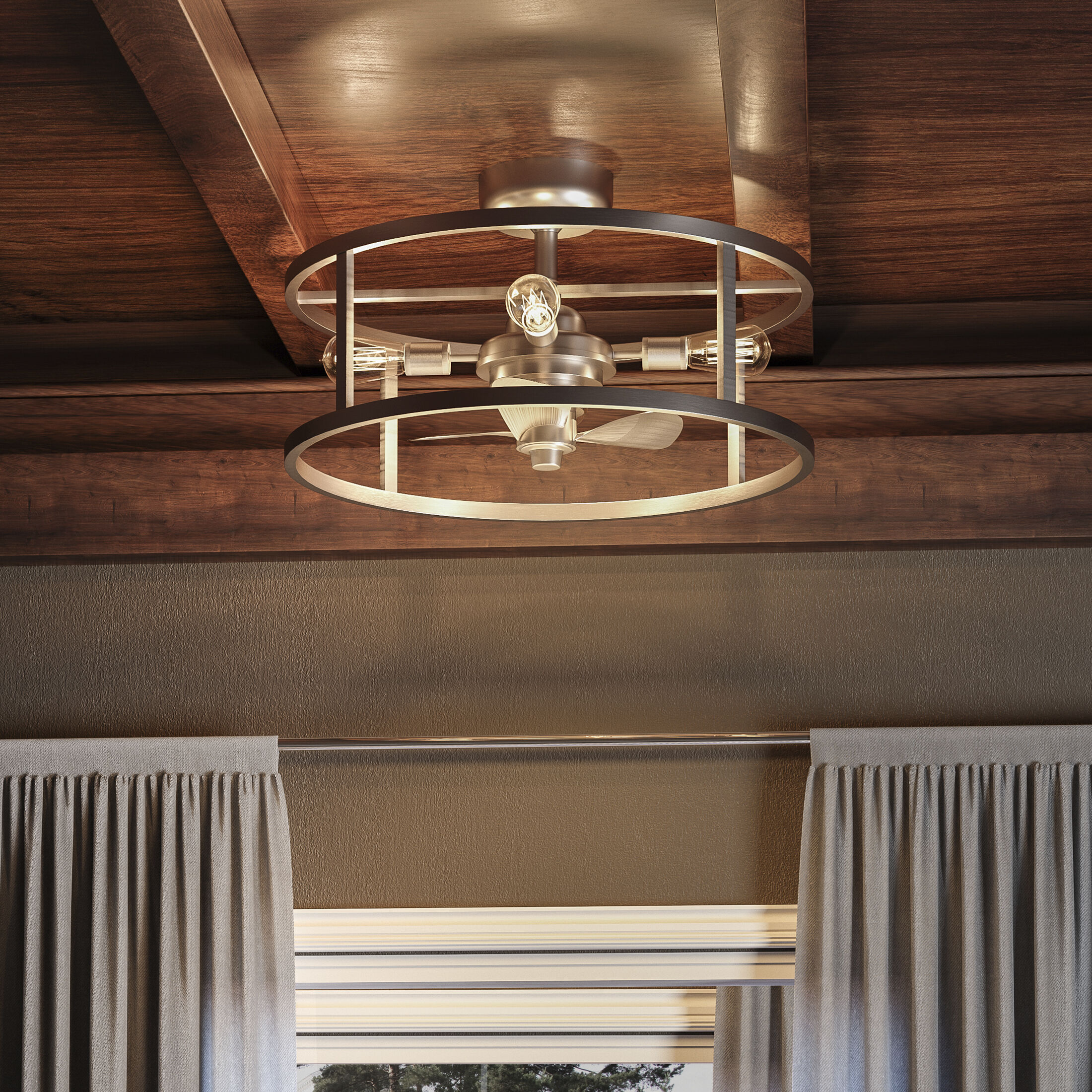 New Harbor 24 inch Brushed Nickel with Silver Blades Fandelier