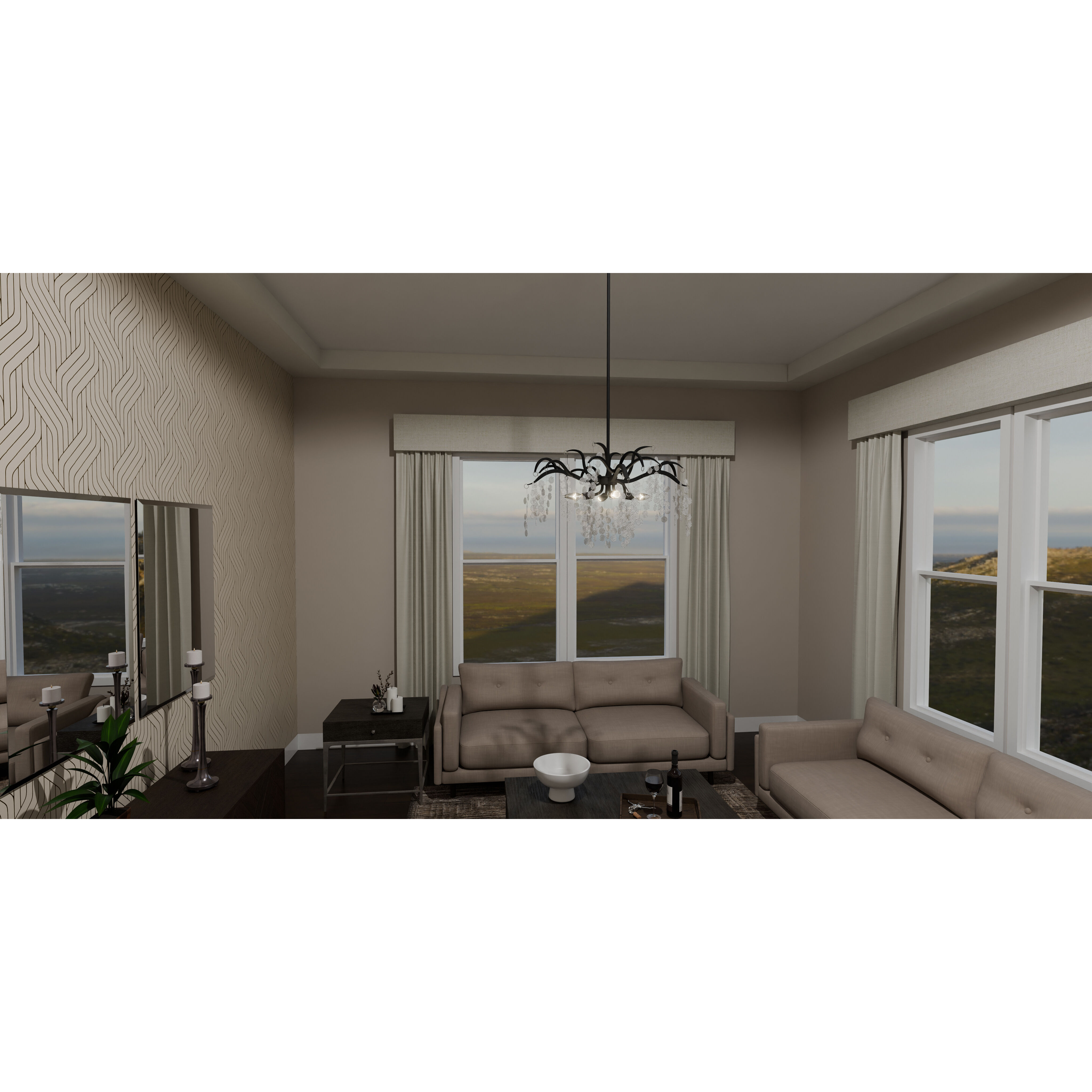 Maple 6 Light 29 inch Earth Black Chandelier Ceiling Light