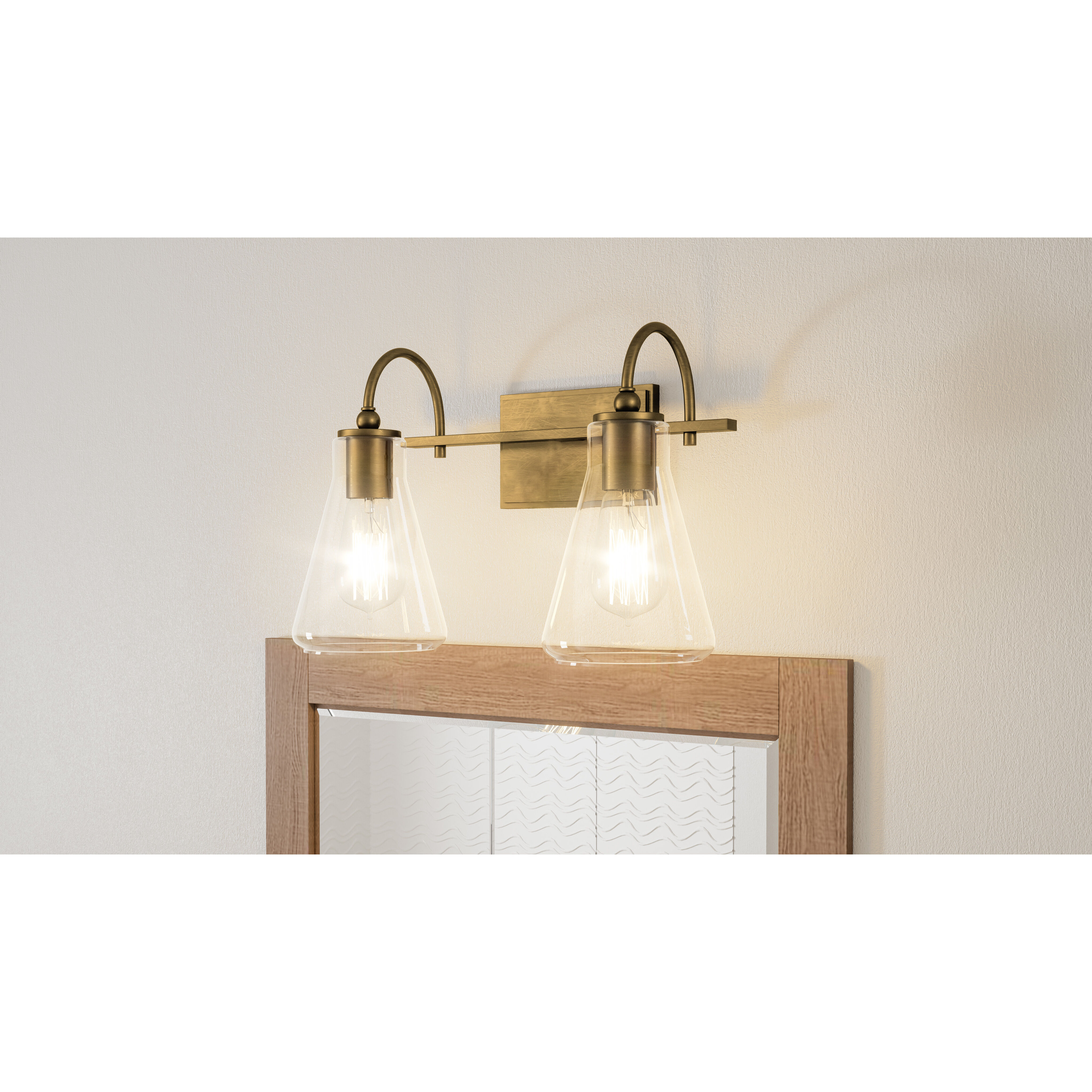 Boyton 2 Light 16 inch Weathered Brass Bath Light Wall Light