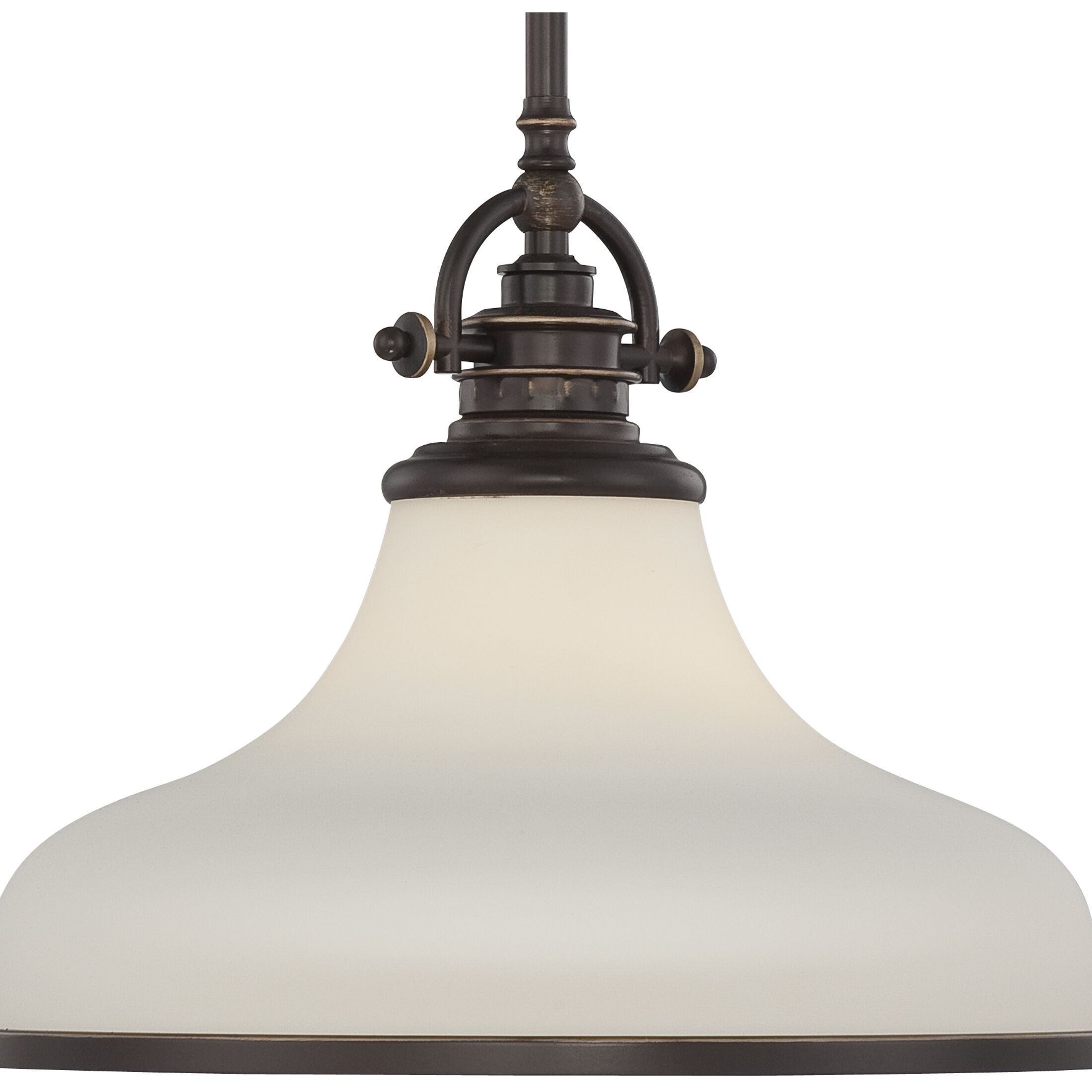 Grant 1 Light 13.5 inch Palladian Bronze Pendant Ceiling Light in Opal Etched Glass