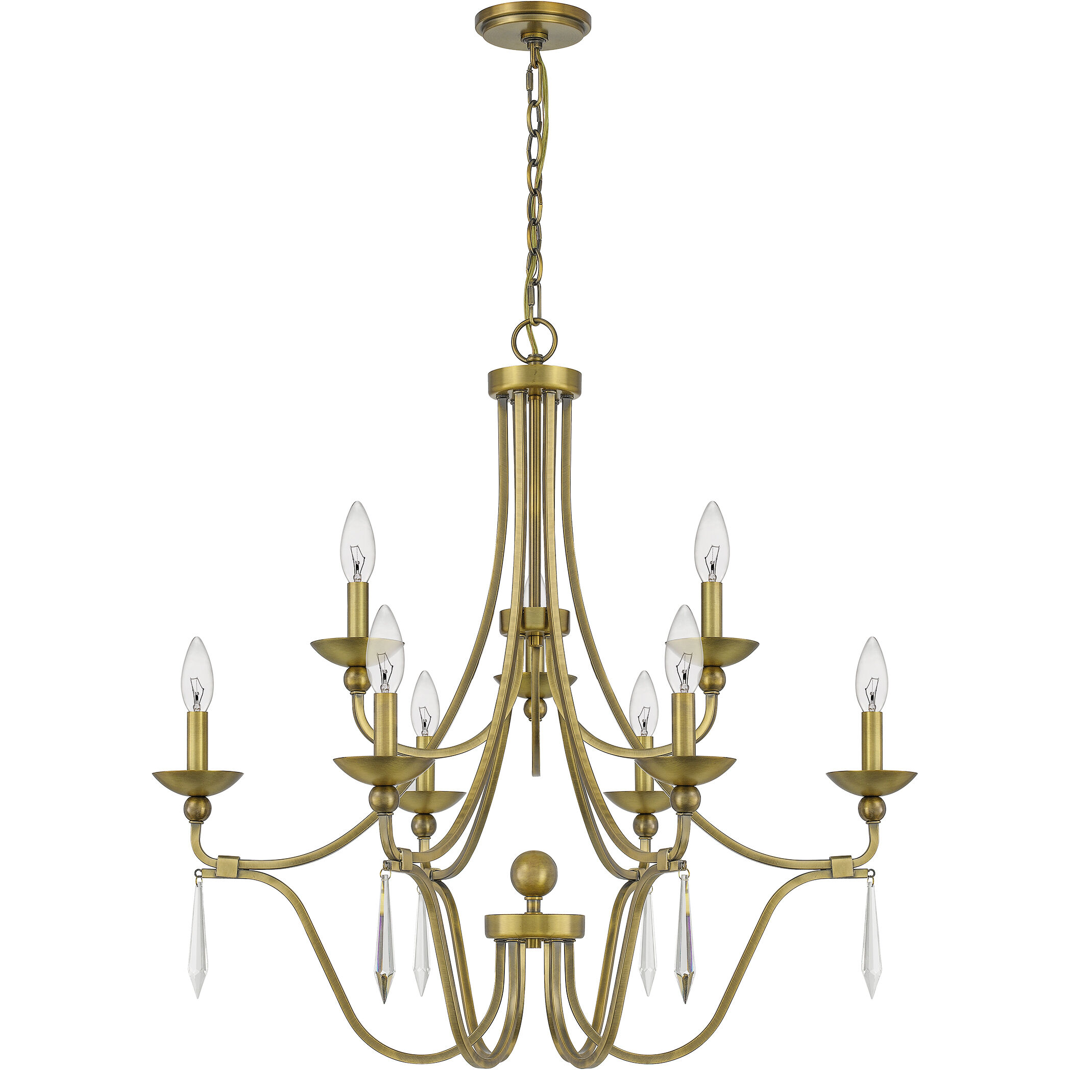 Joules 9 Light 32 inch Aged Brass Chandelier Ceiling Light