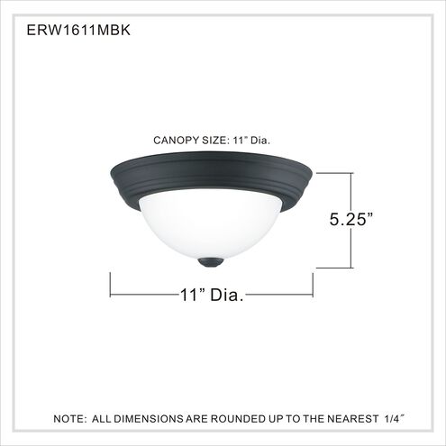 Erwin 1 Light 11 inch Matte Black Flush Mount Ceiling Light