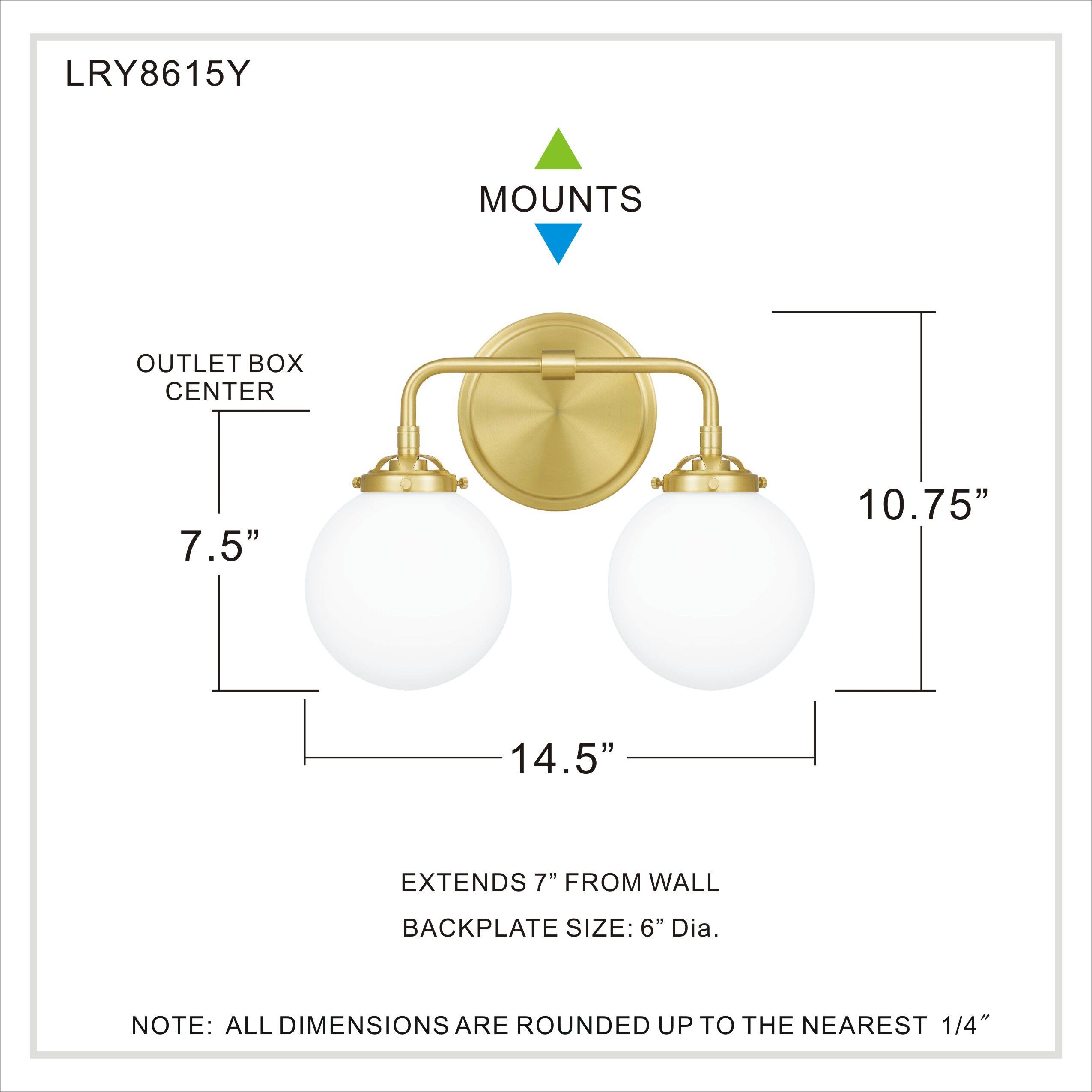 Landry 2 Light 15 inch Satin Brass Bath Light Wall Light 