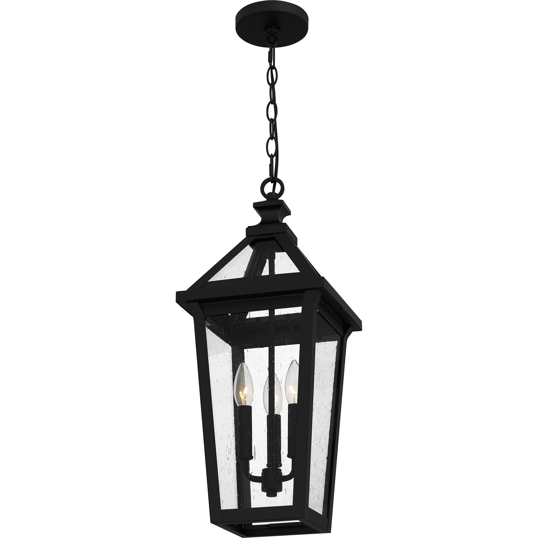 Boulevard 3 Light 9.5 inch Matte Black Outdoor Hanging Lantern, Large