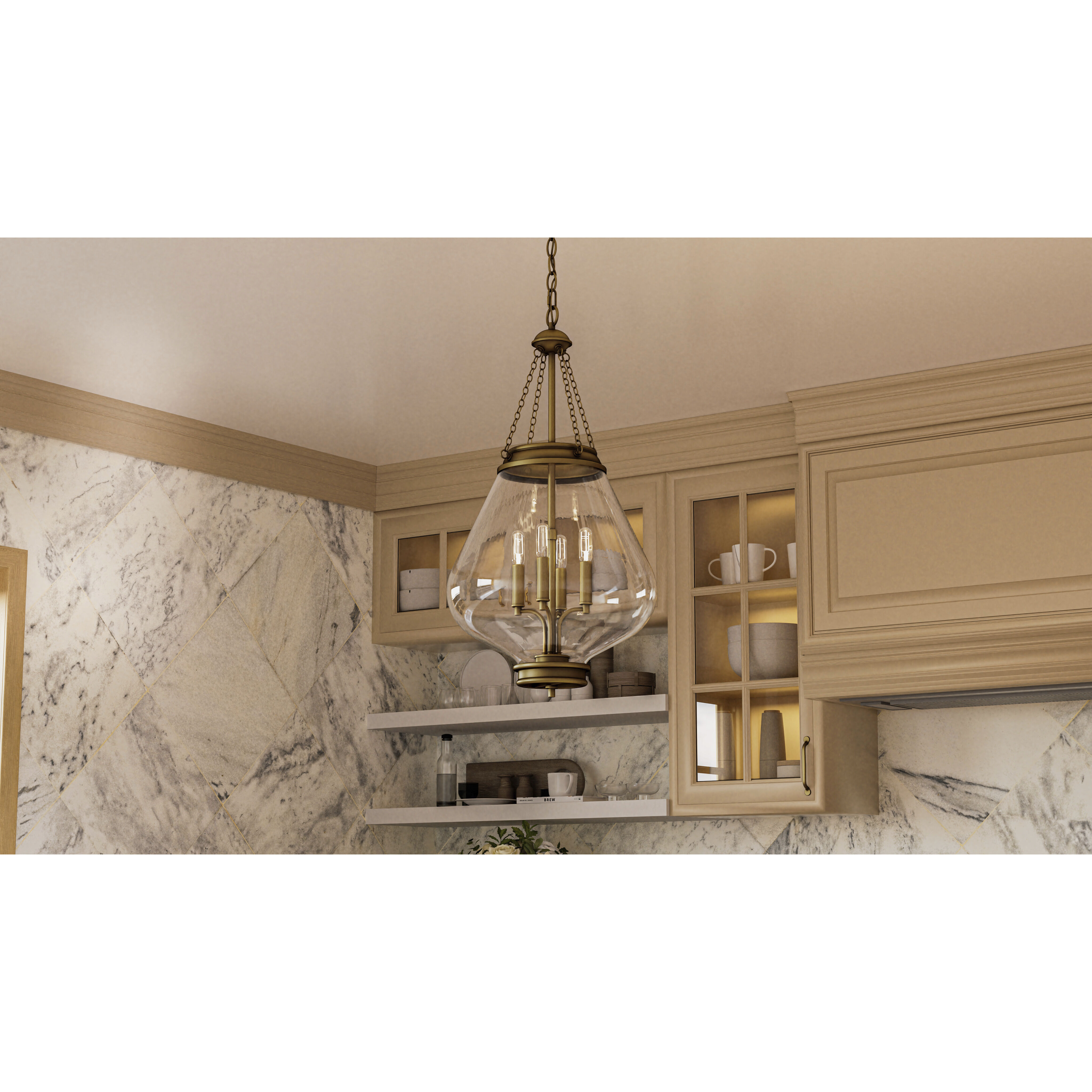 Wallace 4 Light 16 inch Weathered Brass Pendant Ceiling Light