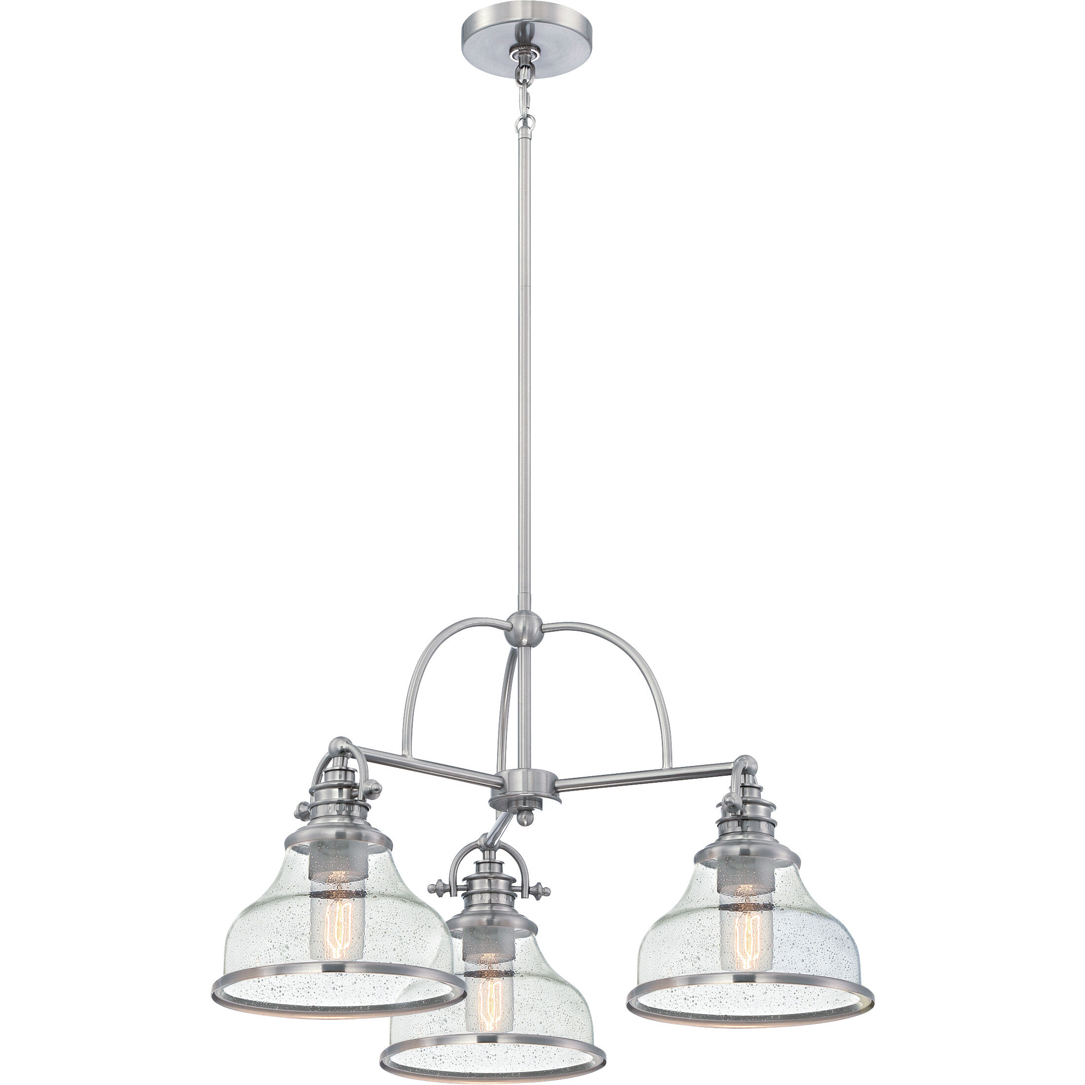 Grant 3 Light 24 inch Brushed Nickel Dinette Chandelier Ceiling Light