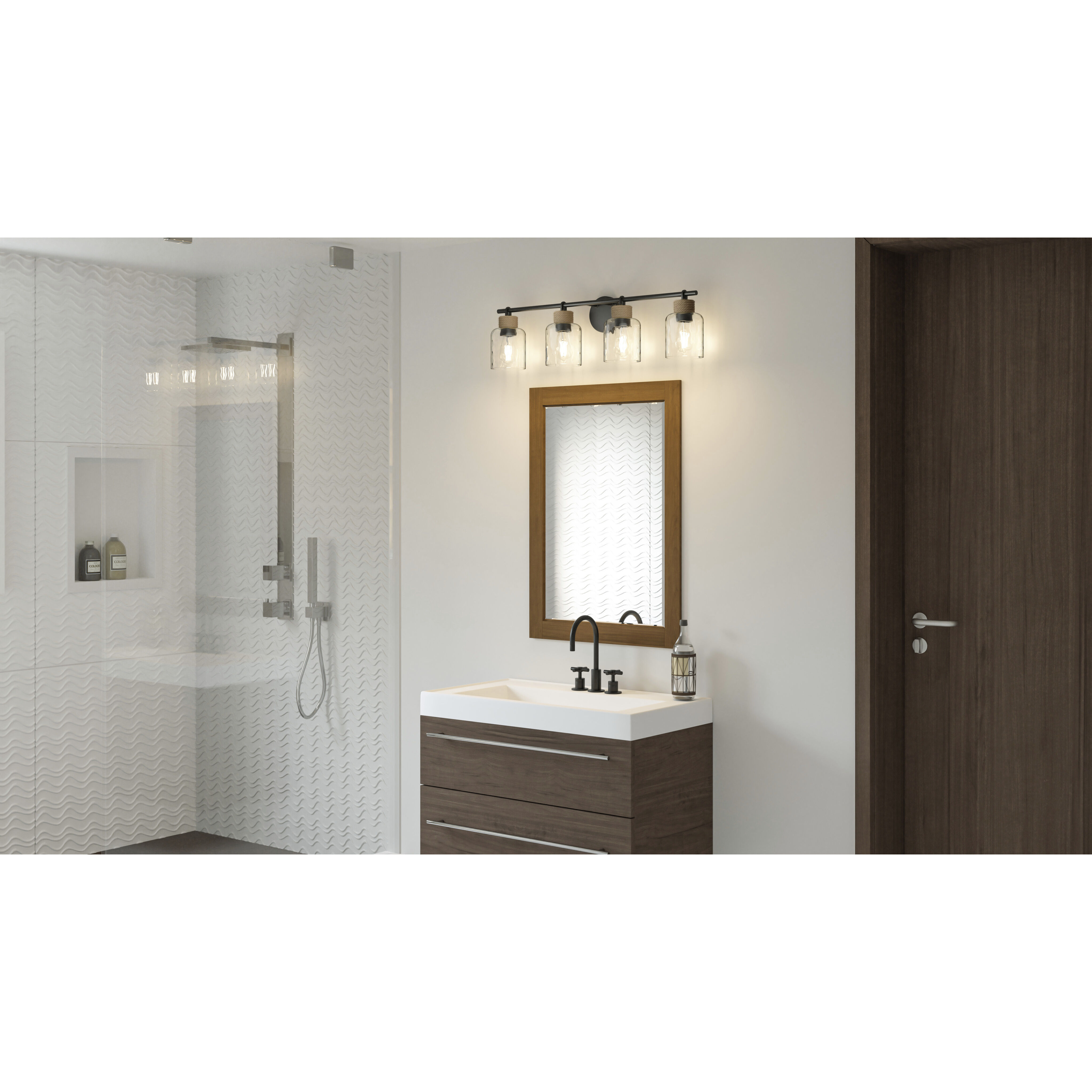 Baltic 4 Light 34 inch Matte Black Bath Light Wall Light