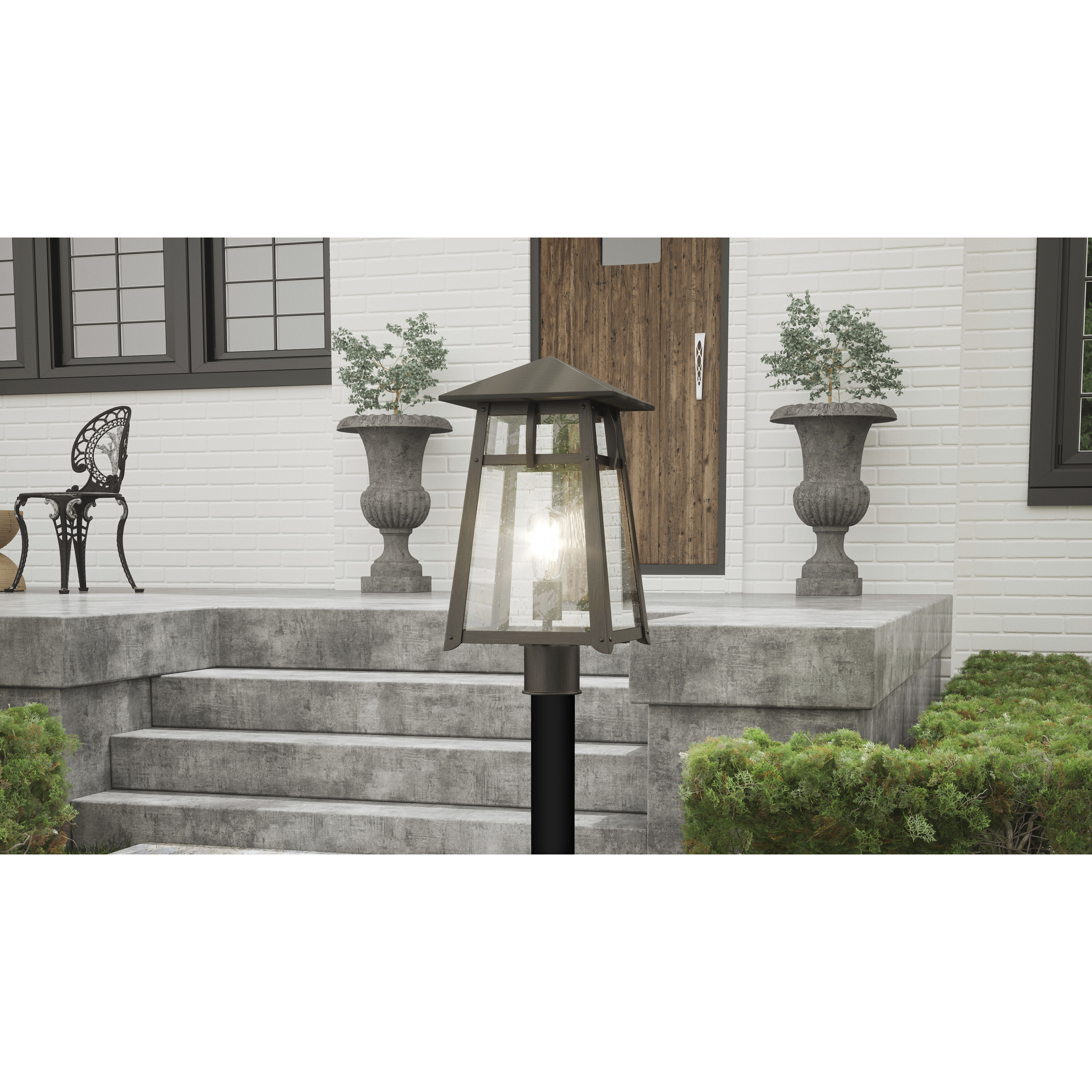 Merle 1 Light 17.75 inch Burnished Bronze Outdoor Post Lantern
