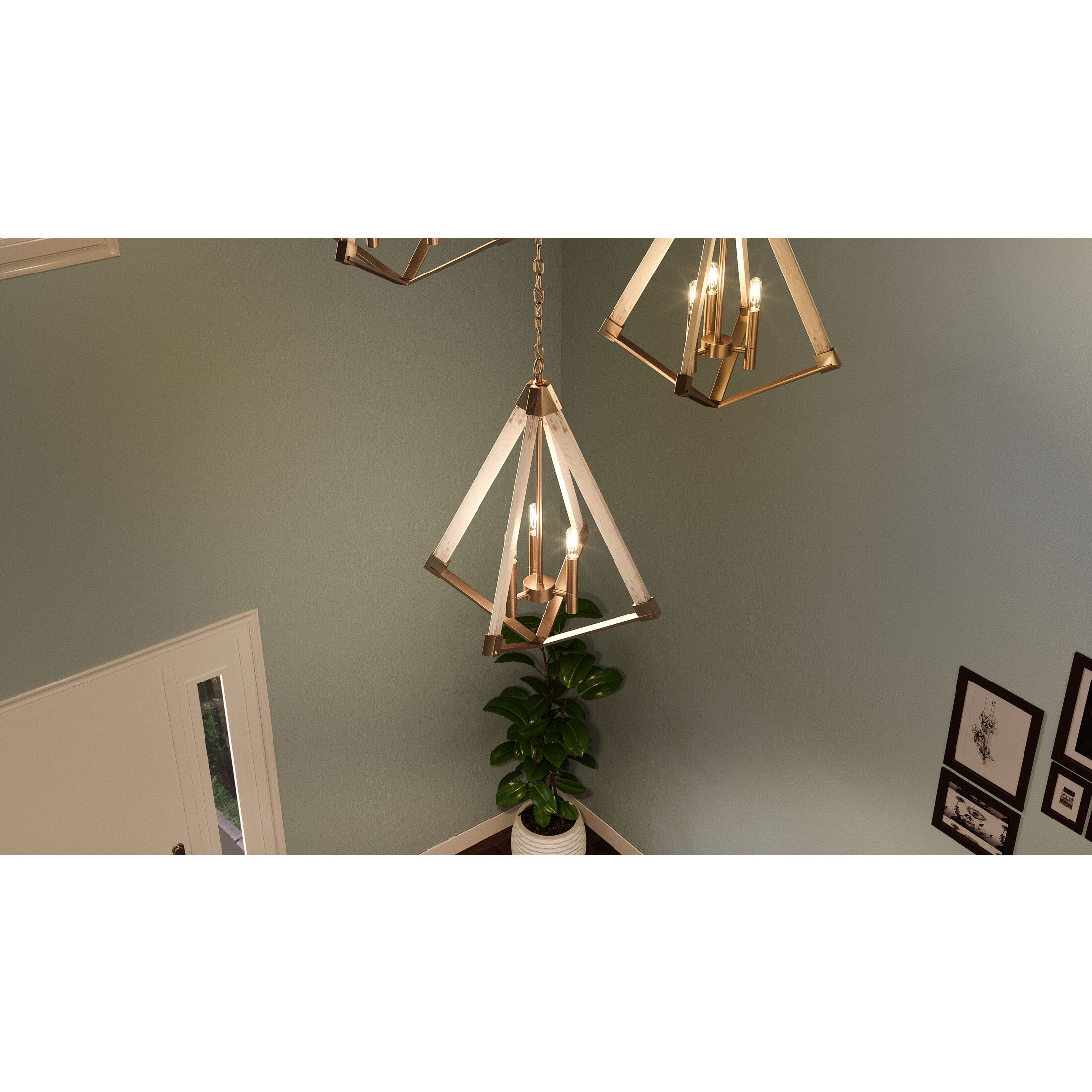 Viewpoint 3 Light 19.25 inch Weathered Brass Foyer Chandelier Ceiling Light