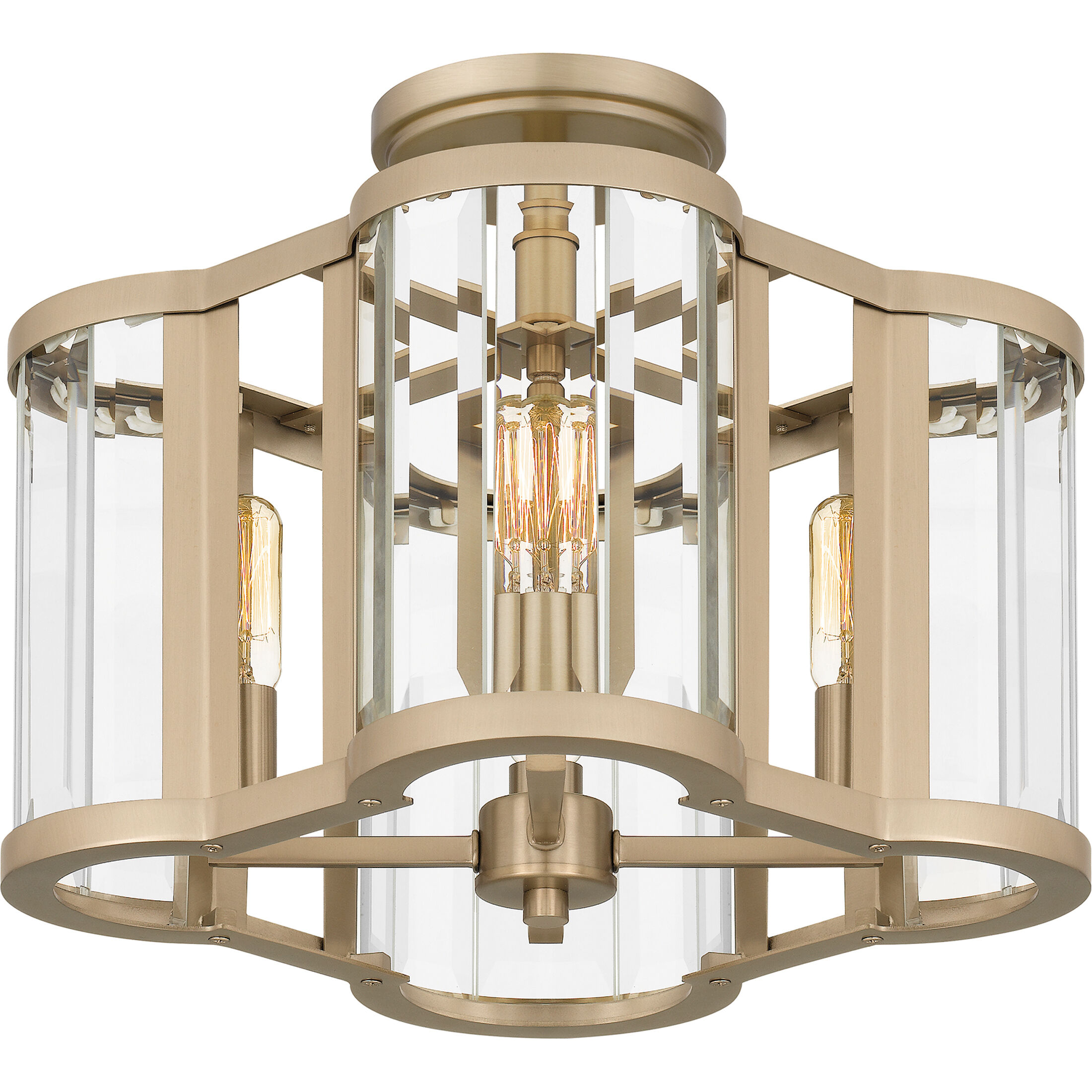 Renee 4 Light 15 inch Bronze Gold Semi-Flush Mount Ceiling Light