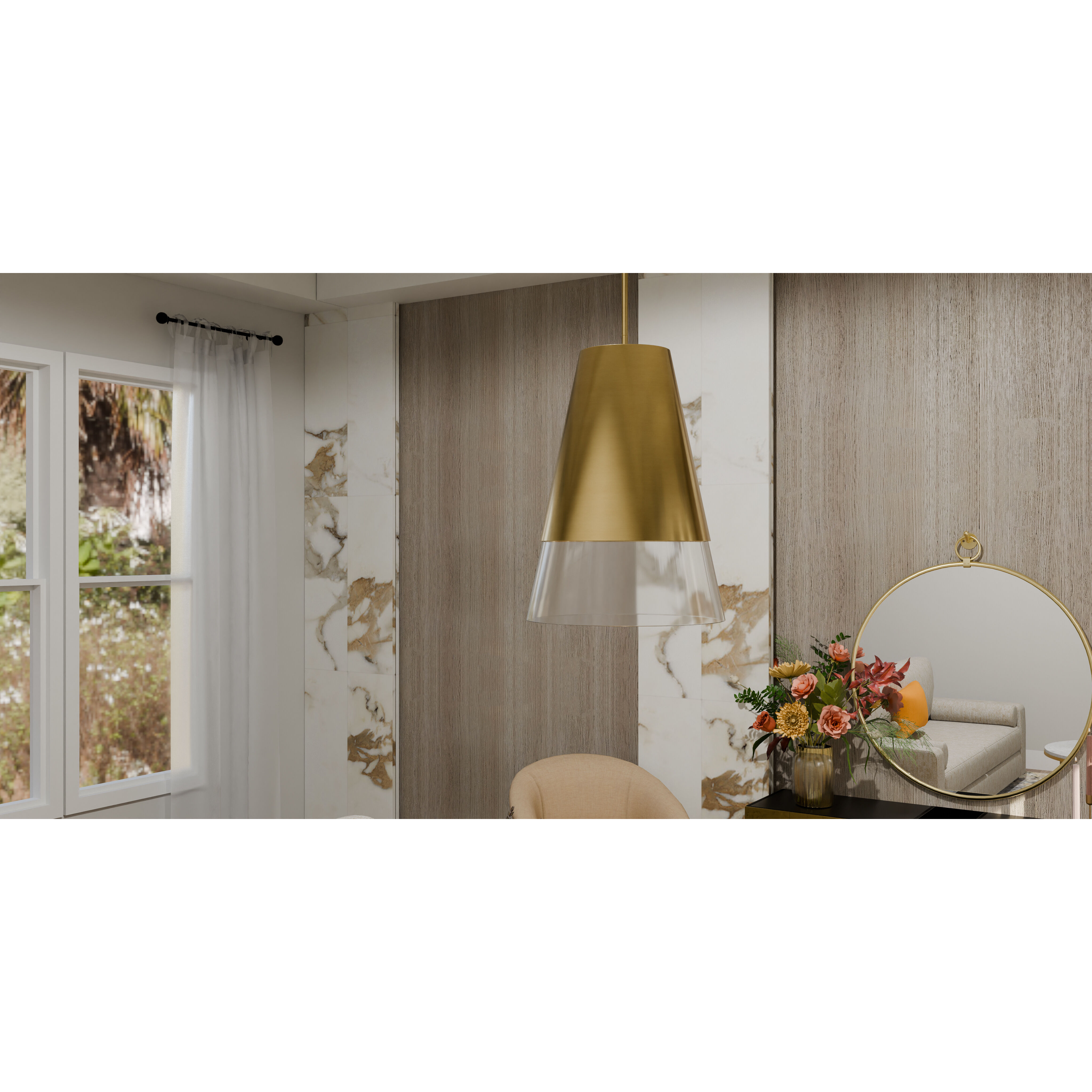 Peregrine 1 Light 14 inch Brushed Gold Mini Pendant Ceiling Light