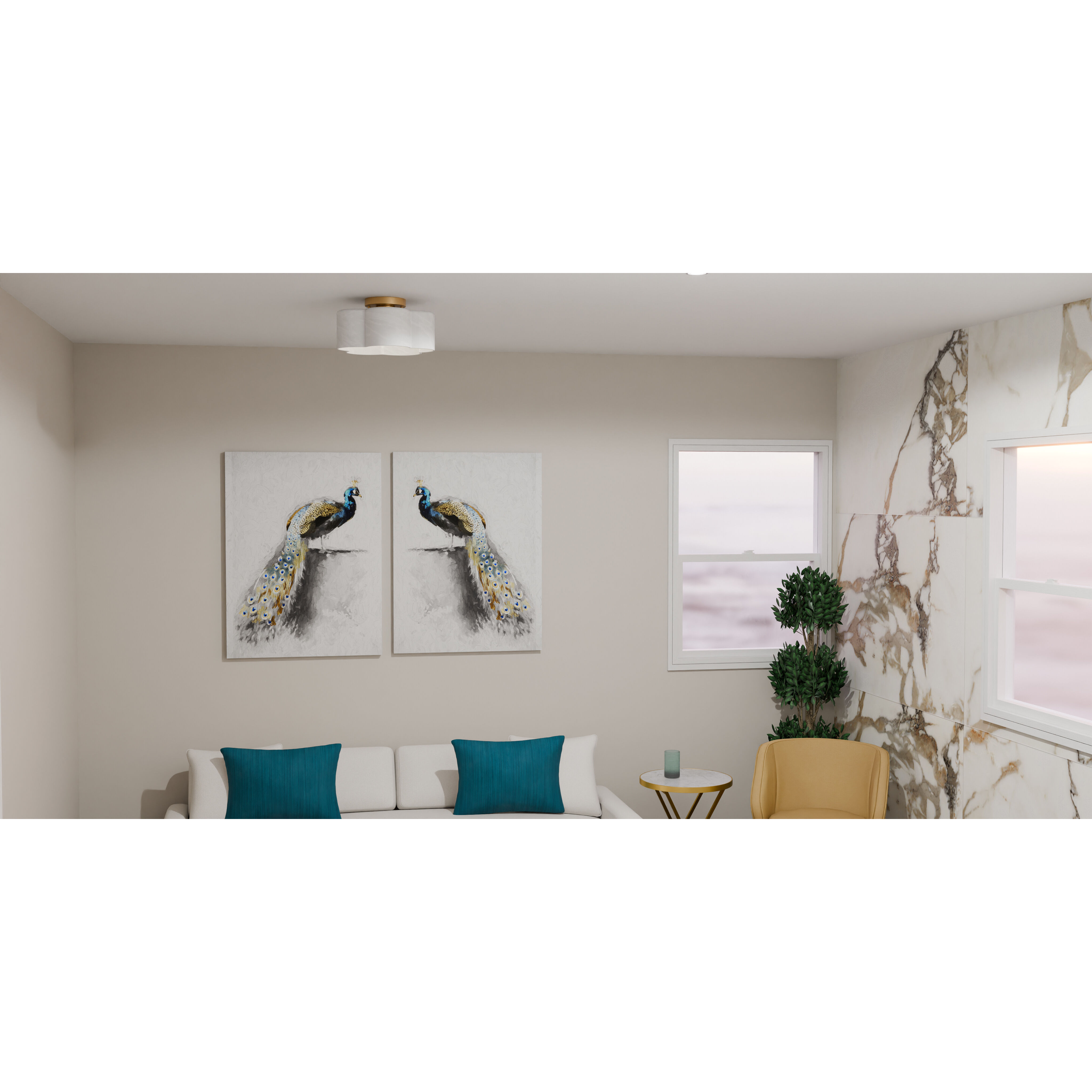 Lilly 1 Light 14 inch Brushed Weathered Brass Semi-Flush Mount Ceiling Light, Medium