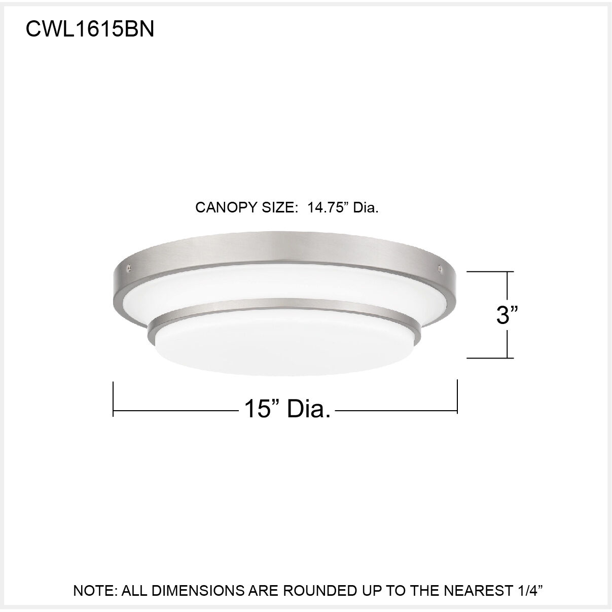 Cromwell 15 inch Brushed Nickel Flush Mount Ceiling Light