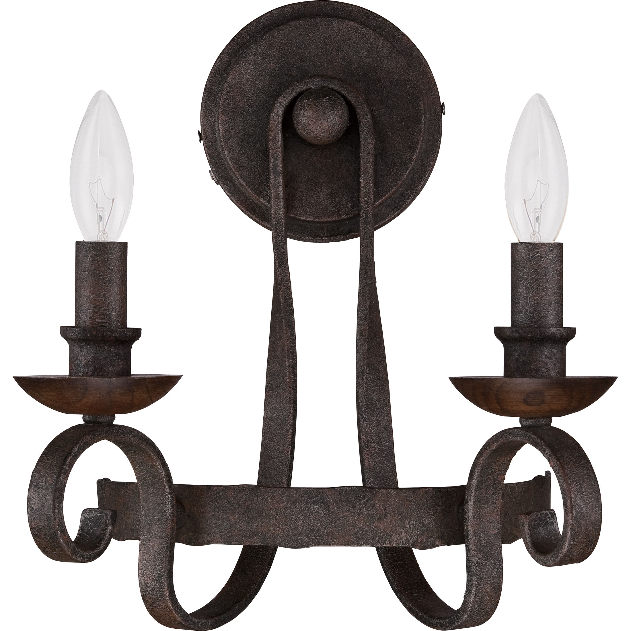 Noble 2 Light 12 inch Rustic Black Wall Sconce Wall Light