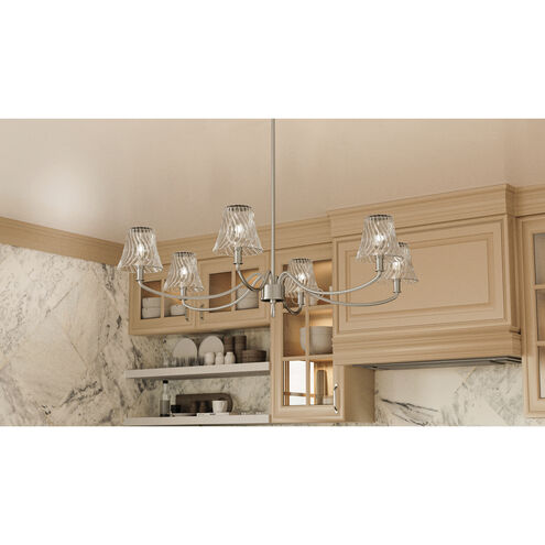 McKinney 6 Light 44 inch Brushed Nickel Linear Chandelier Ceiling Light, Medium