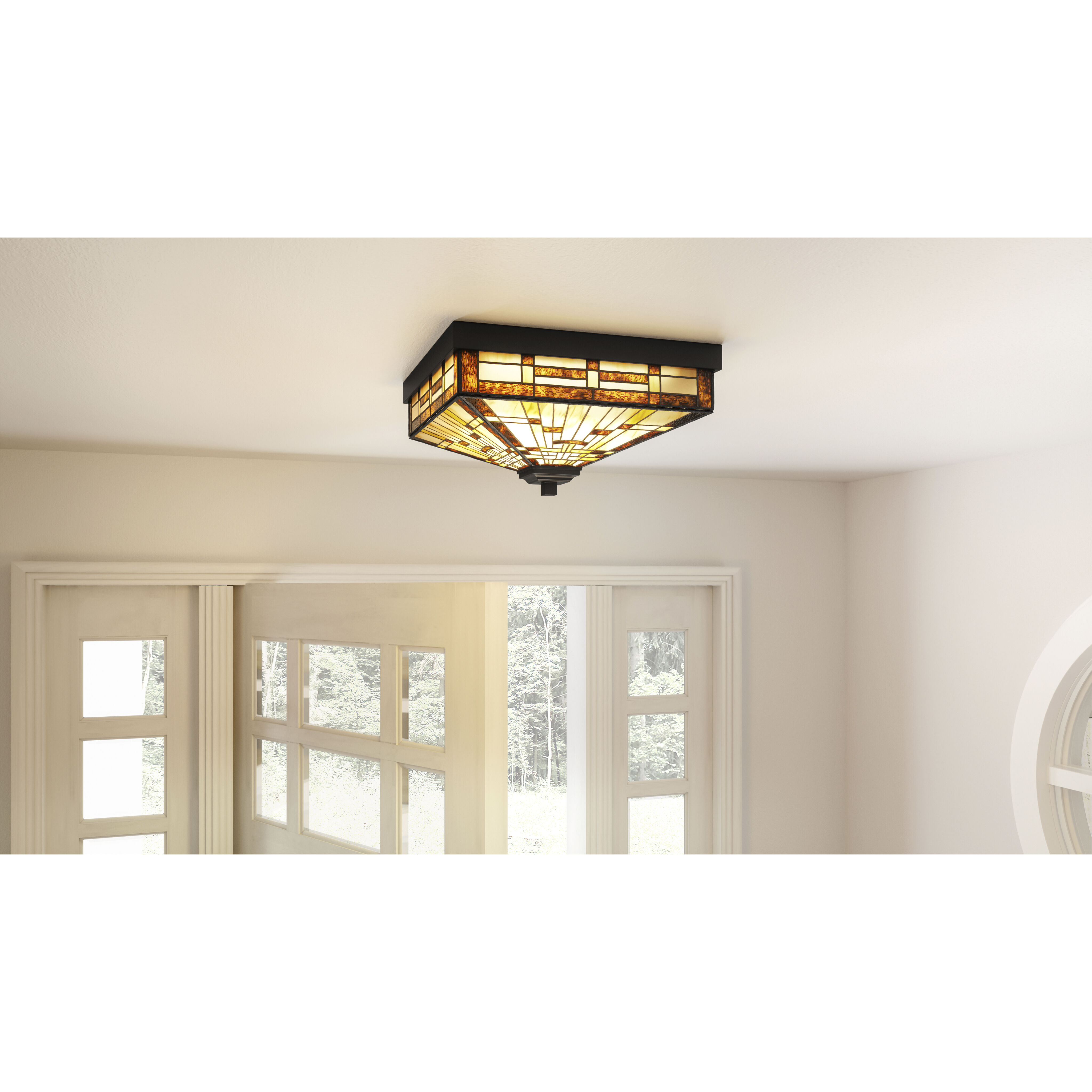 Quoizel TF5626MBK Tiffany 3 Light 14 inch Matte Black Flush