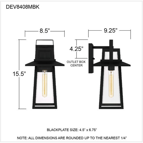 Devonport 1 Light 16 inch Matte Black Outdoor Wall Lantern